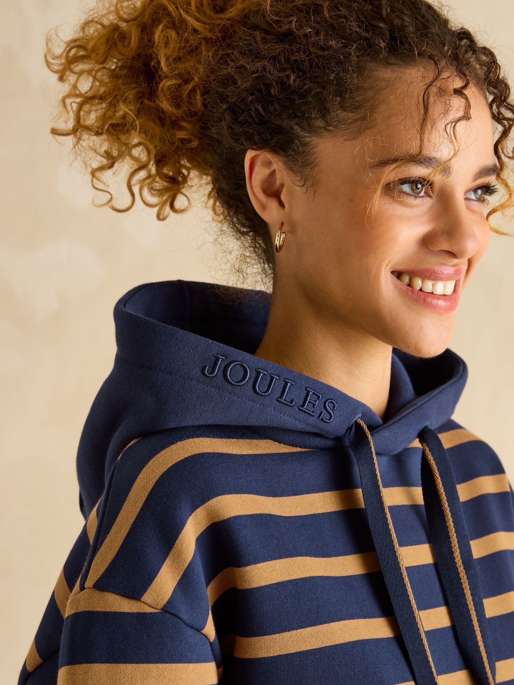 Milbourne Navy Tan Stripe Hoodie - Image 4 of 6