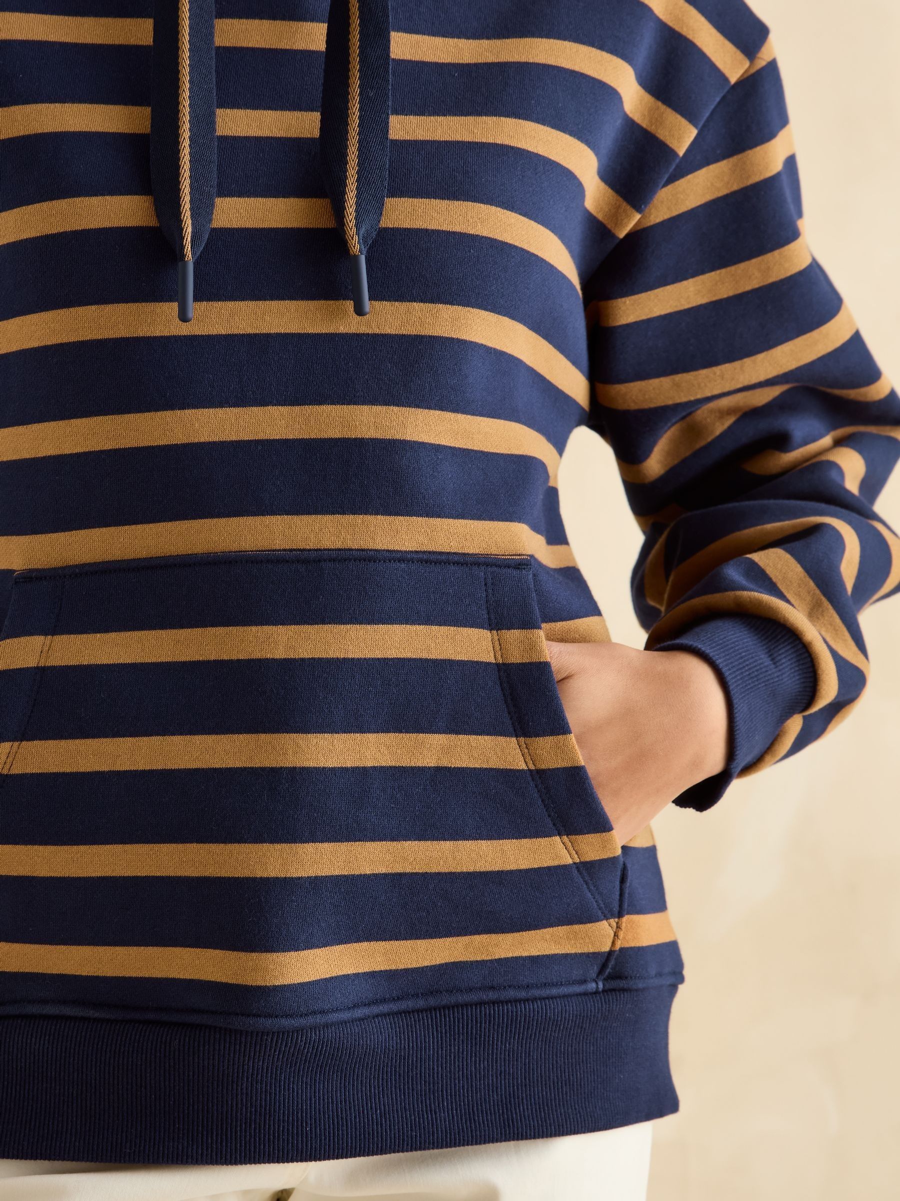 Milbourne Navy Tan Stripe Hoodie - Image 5 of 6