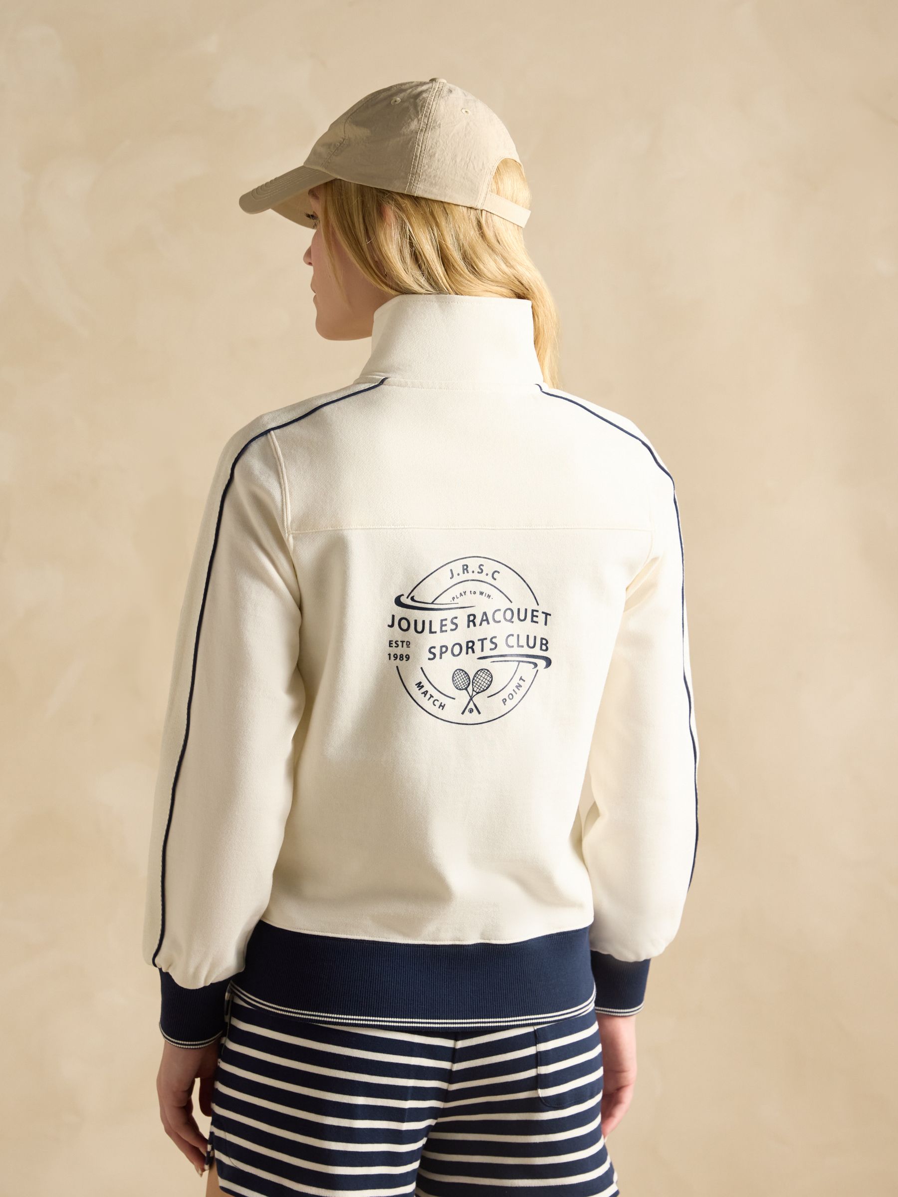 Cream Zip Through Cotton Jersey Track Jacket - Image 2 of 8
