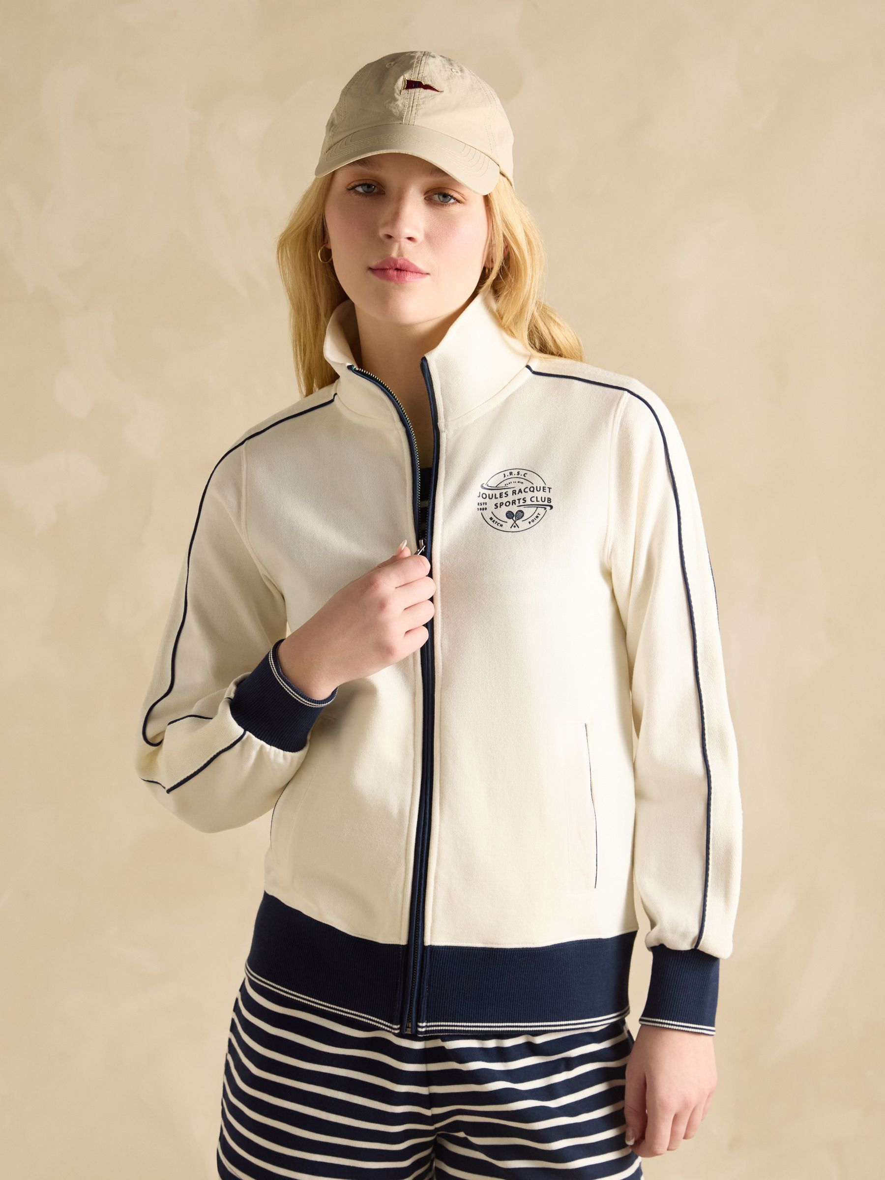 Cream Zip Through Cotton Jersey Track Jacket - Image 5 of 8