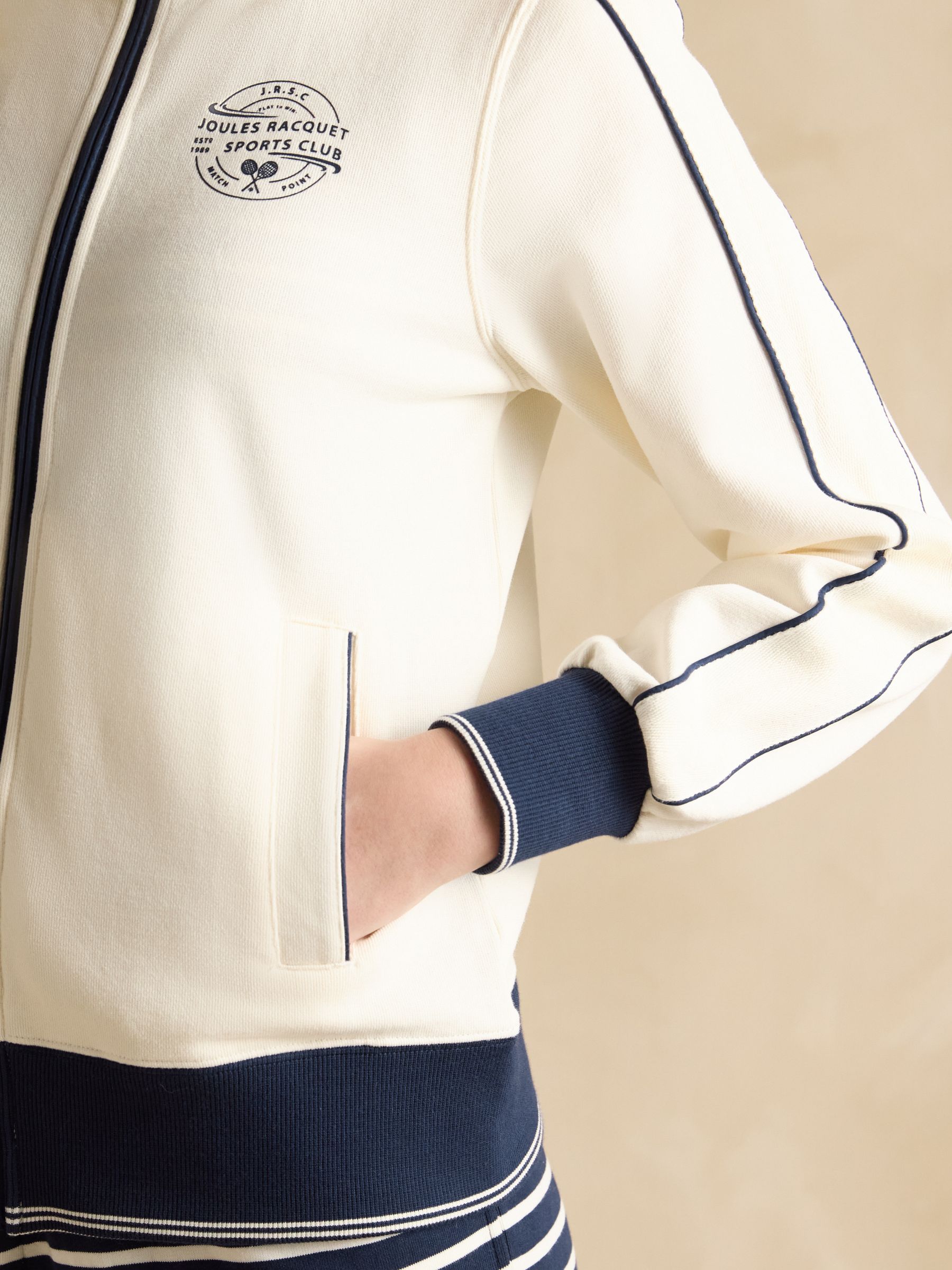 Cream Zip Through Cotton Jersey Track Jacket - Image 7 of 8