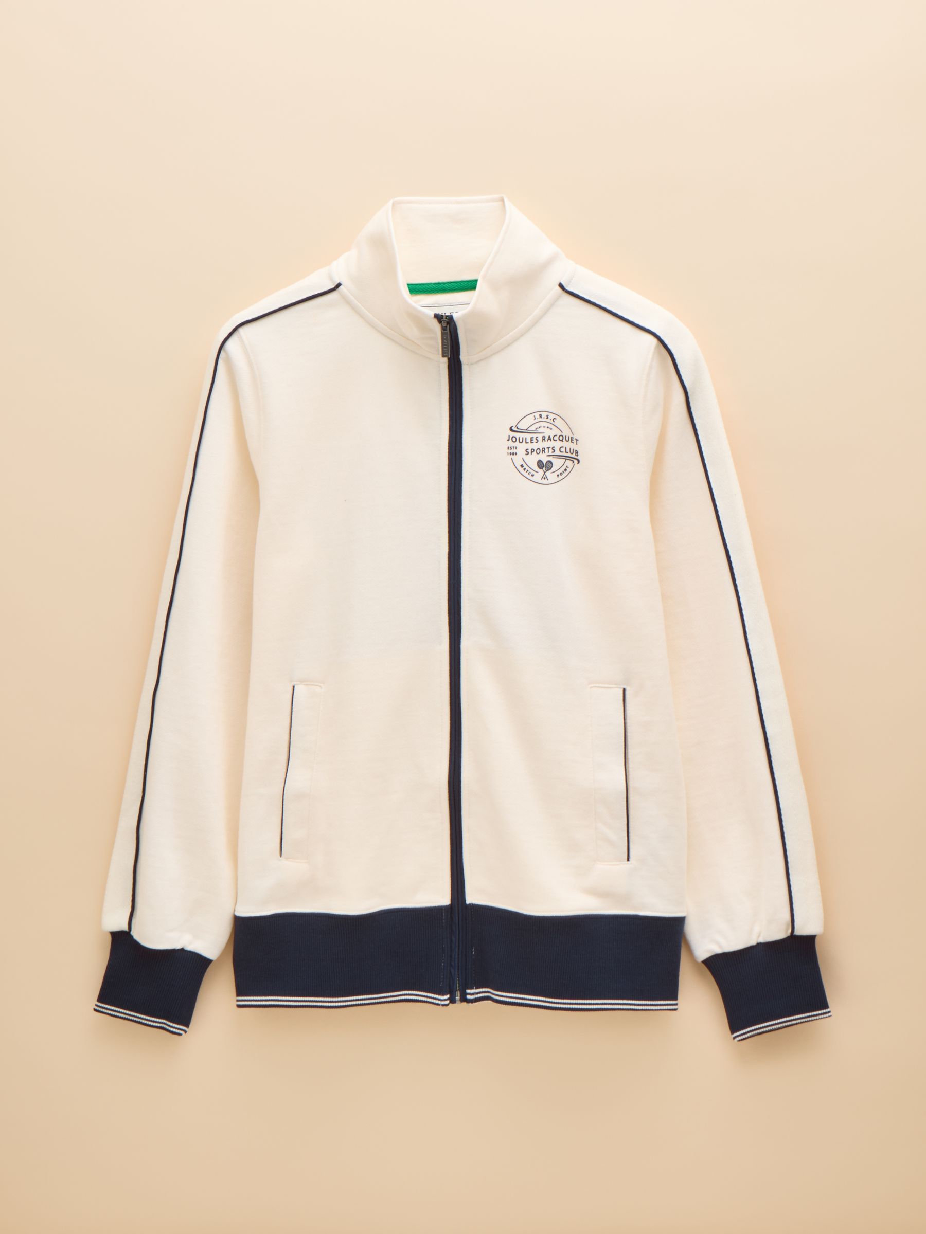 Cream Zip Through Cotton Jersey Track Jacket - Image 8 of 8