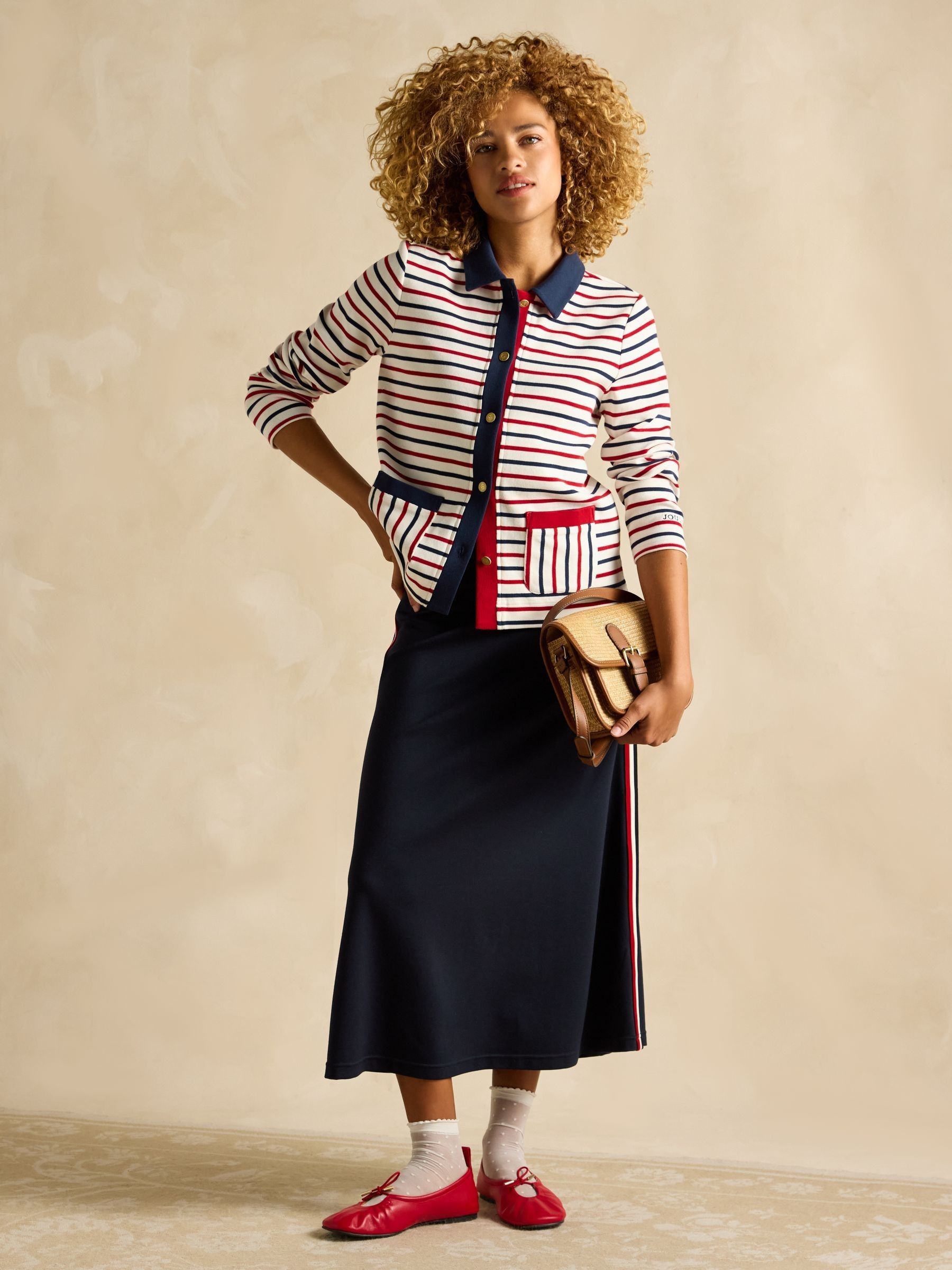 Harbour Blue & Red Jersey Cardigan - Image 3 of 9
