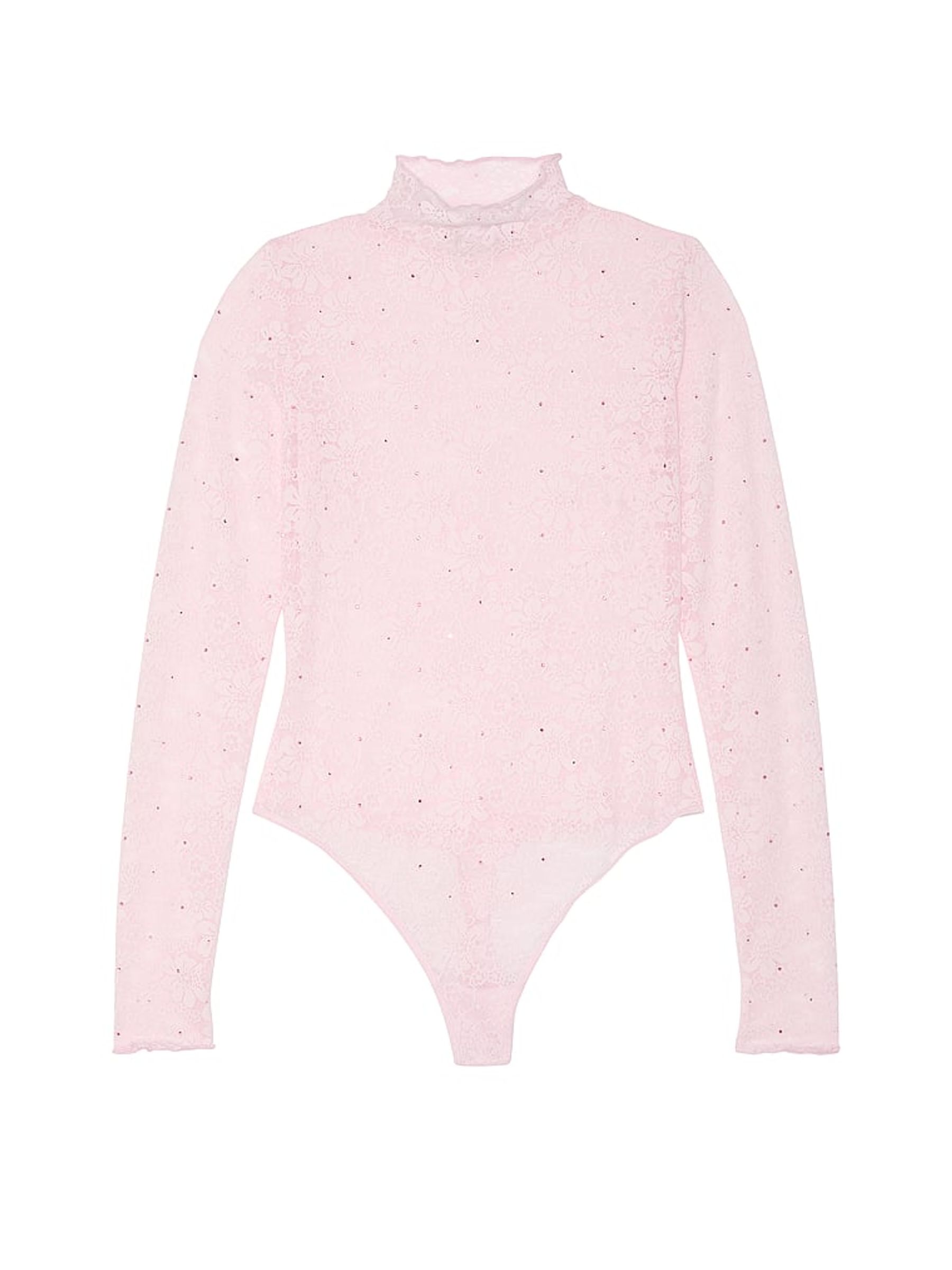 Pink Tulip Diamante Lace Mock Neck Bodysuit - Image 4 of 4