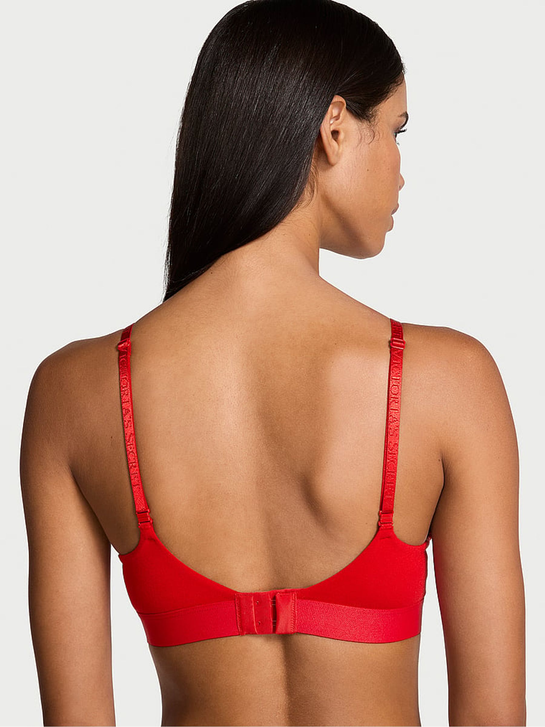 Lipstick Red Non Wired Lightly Lined Shine Patch Bra - Image 2 of 3