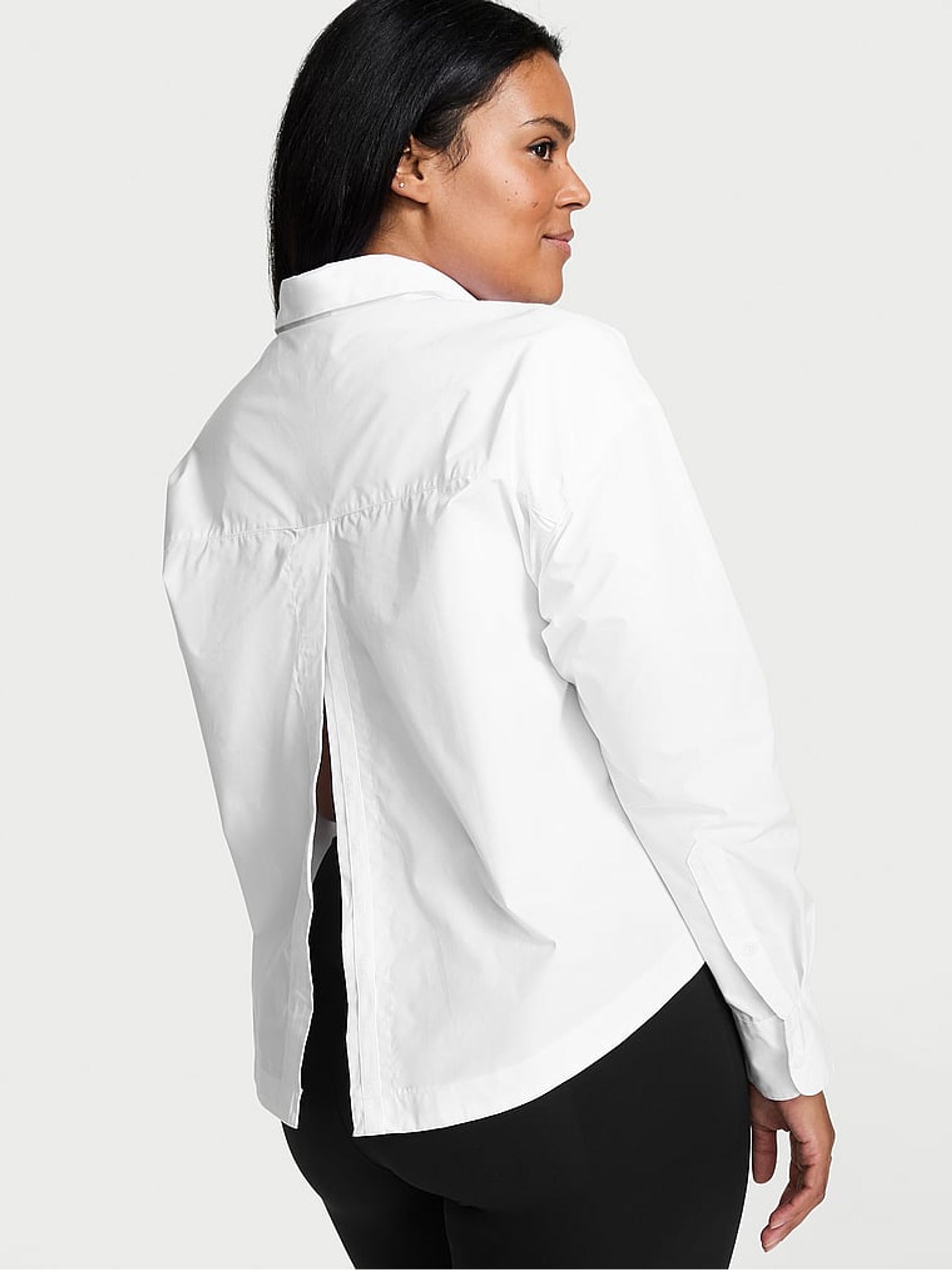 White Cropped Poplin Shirt - Image 2 of 3
