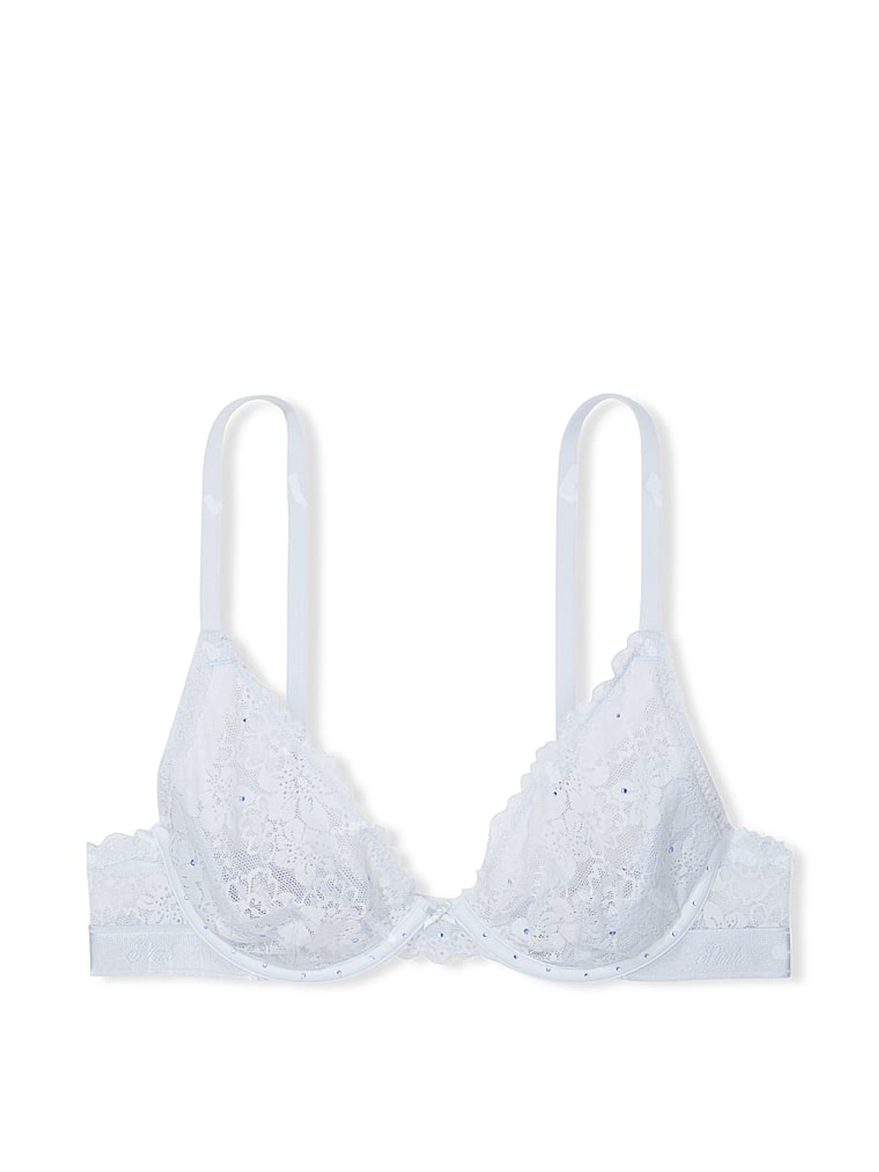 Hydrangea Blue Diamante Plunge Lace Bra - Image 3 of 3