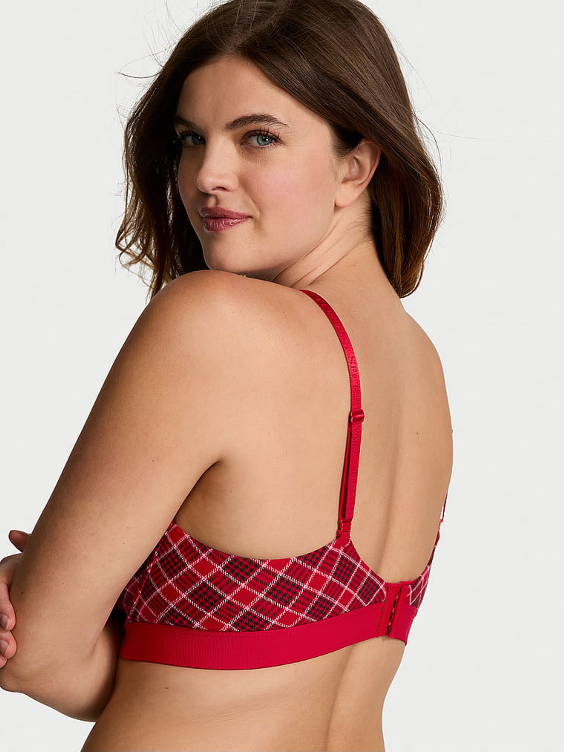 Lipstick Plaid Red Lightly Lined Full Cup Shine Patch Bra - Image 2 of 4