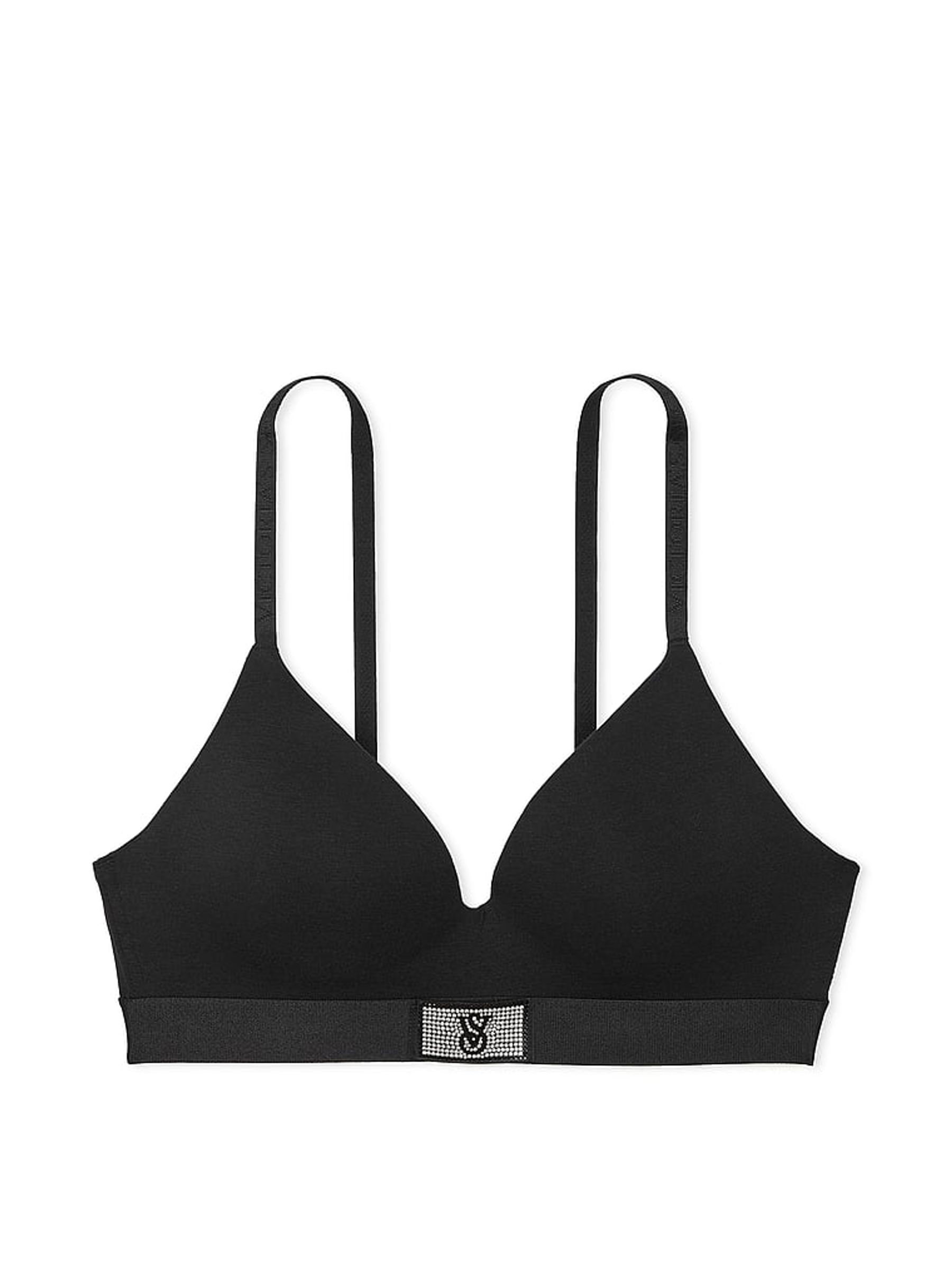 Black Non Wired Lightly Lined Shine Patch Bra - Image 3 of 4