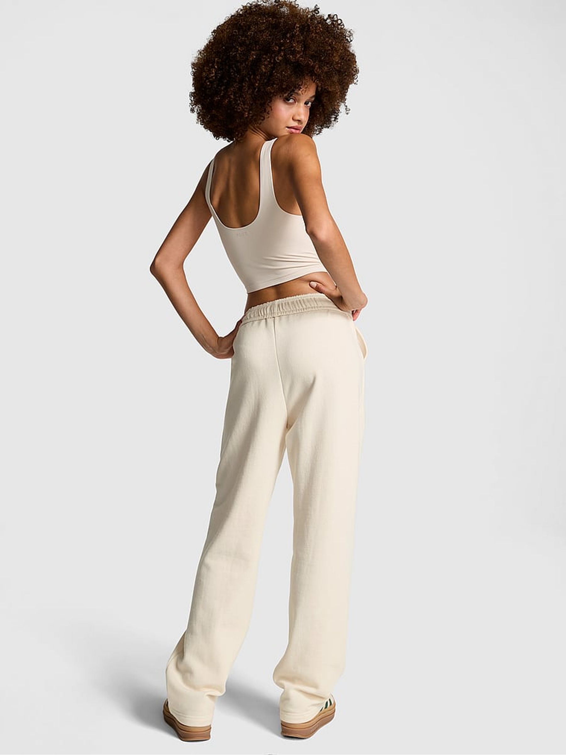 White Shell Straight Leg Fleece Joggers - Image 2 of 3