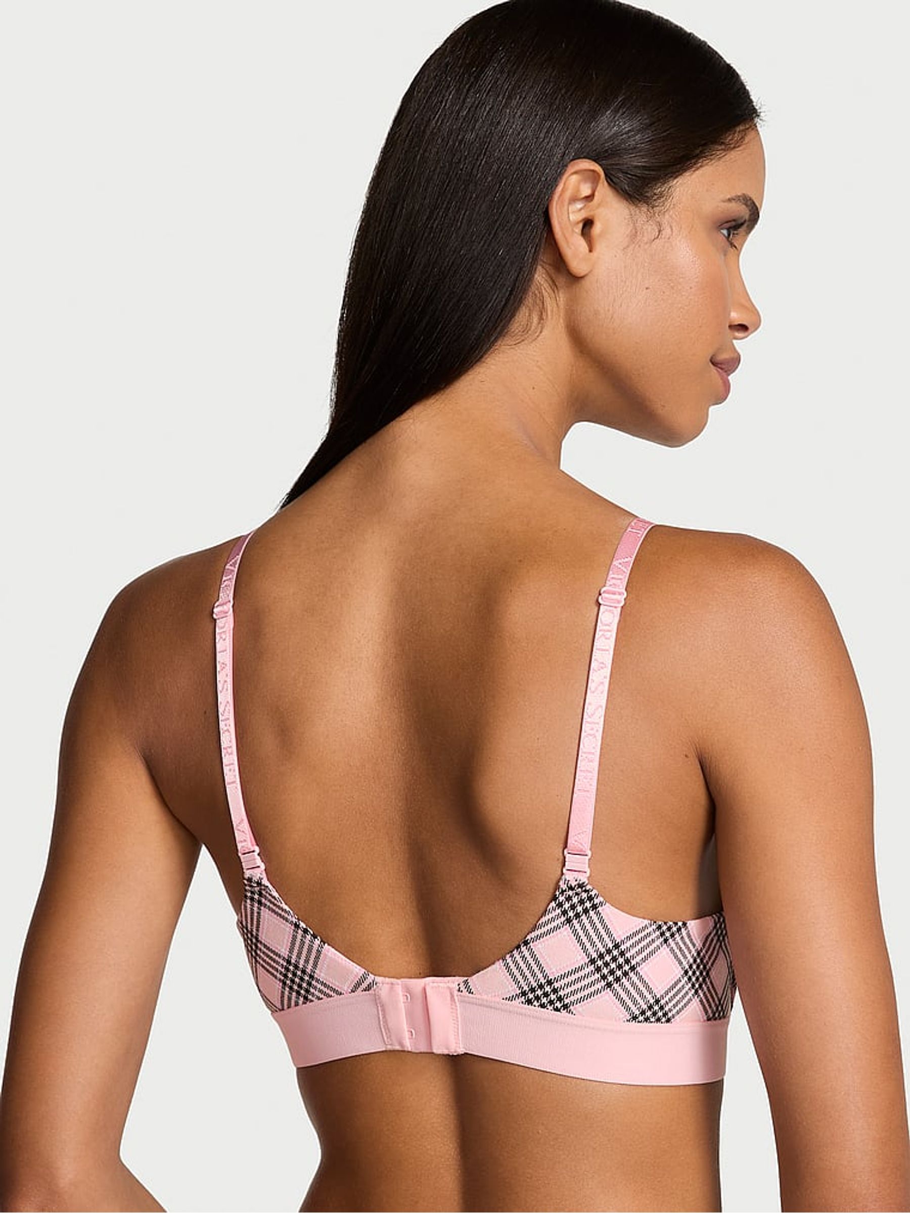 Pink Plaid Non Wired Lightly Lined Shine Patch Bra - Image 2 of 3
