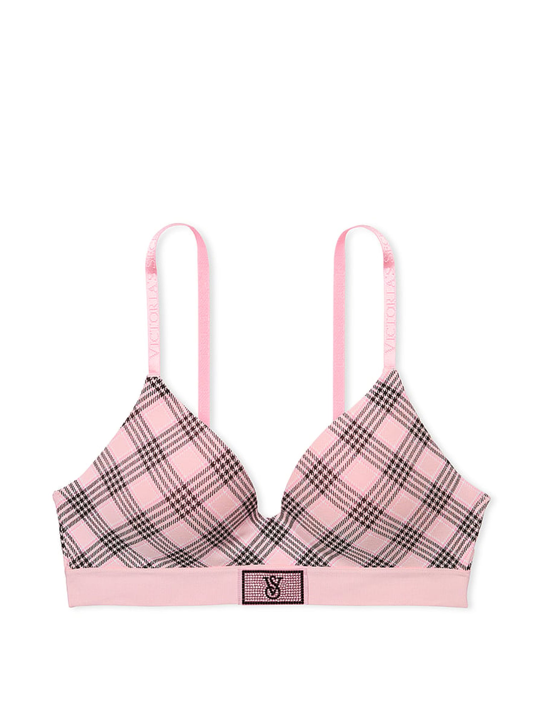 Pink Plaid Non Wired Lightly Lined Shine Patch Bra - Image 3 of 3