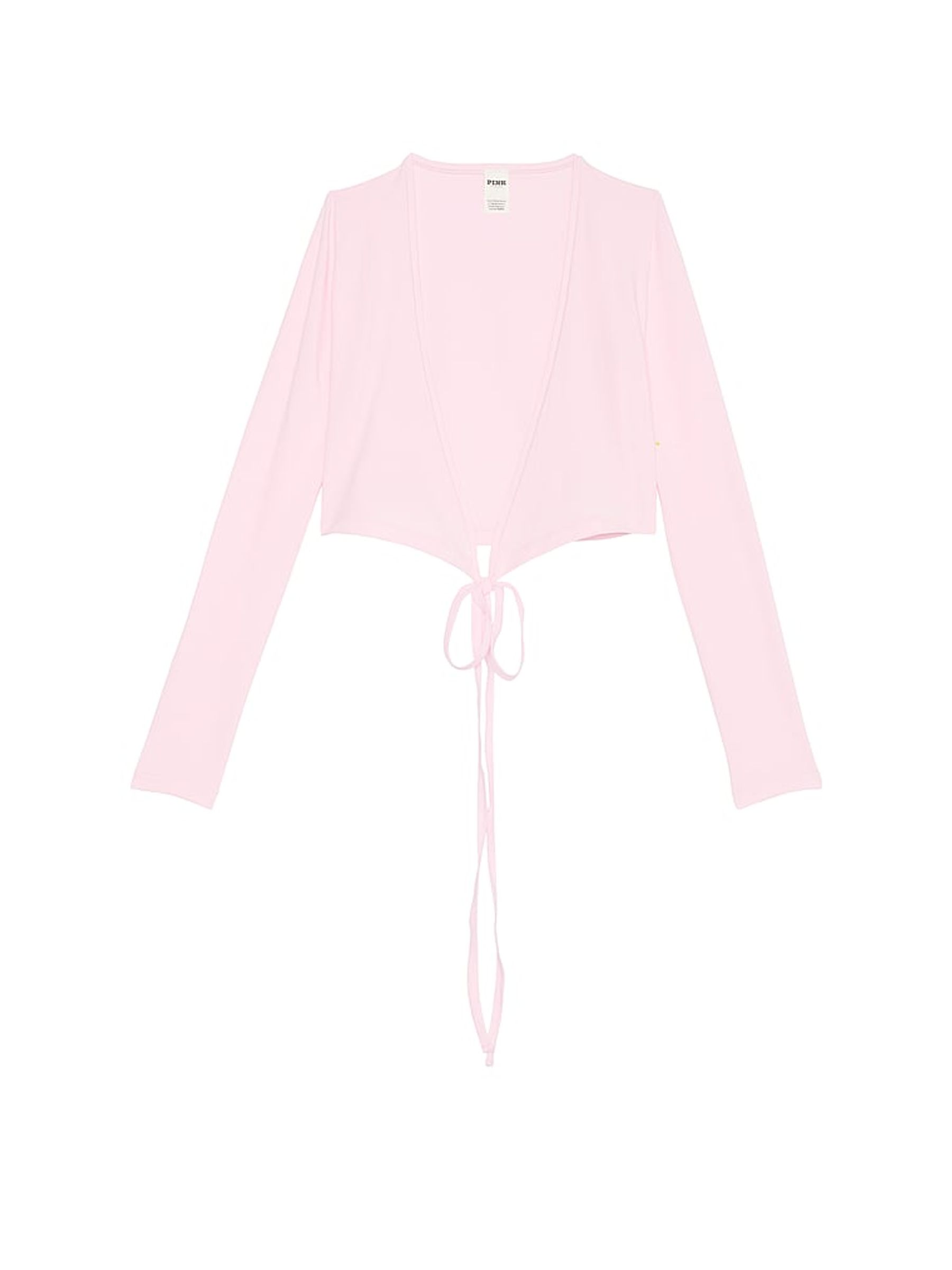 Pink Tulip Cotton Wrap Long Sleeve Cropped Top - Image 3 of 3