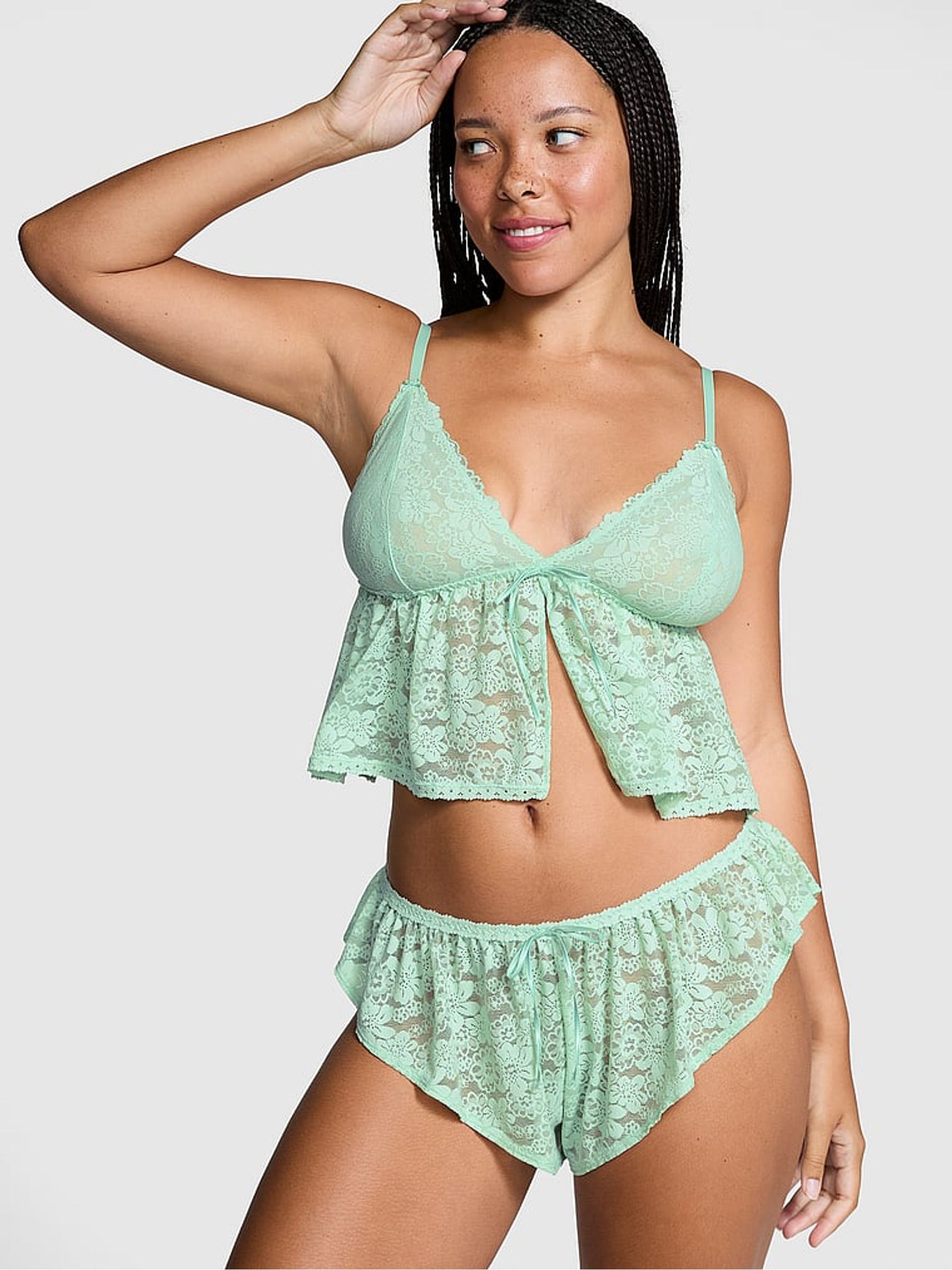 Mint Green Lace Cami Pyjama Set - Image 1 of 3