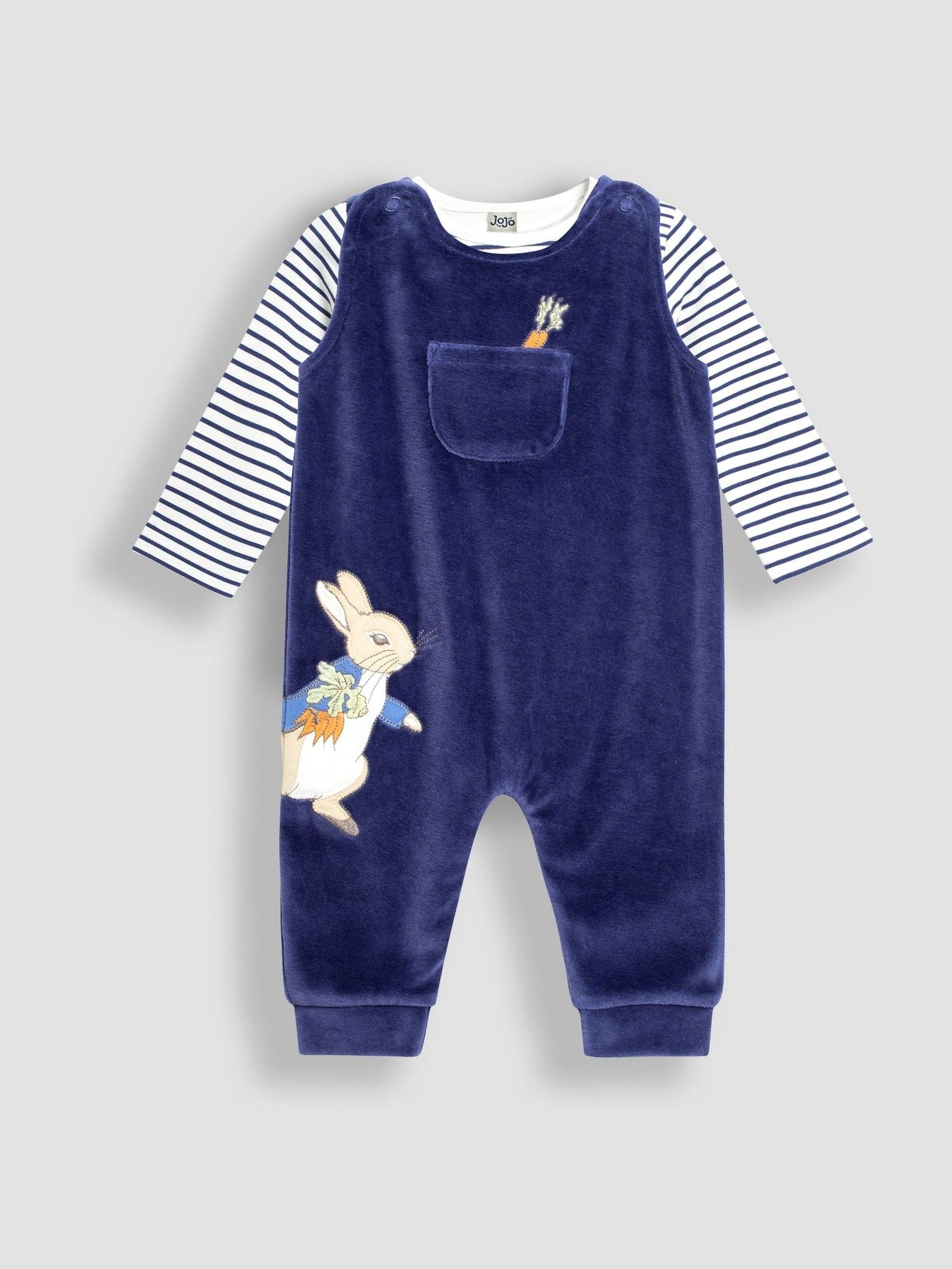 Navy Velour Dungarees & Top Set - Image 1 of 10