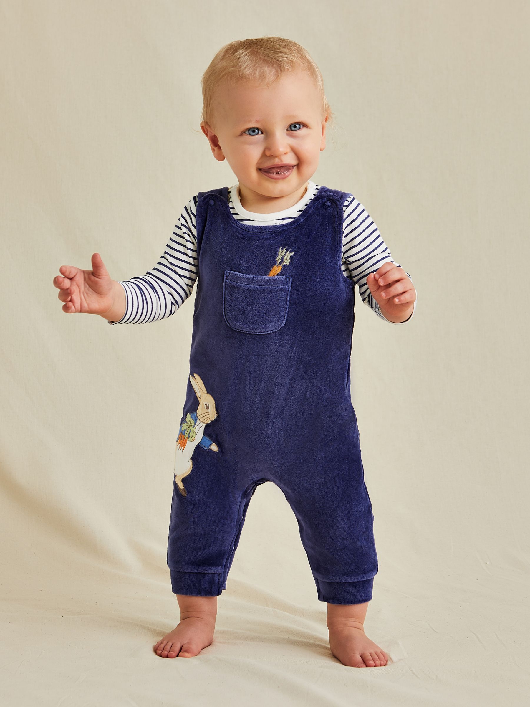 Navy Velour Dungarees & Top Set - Image 8 of 10