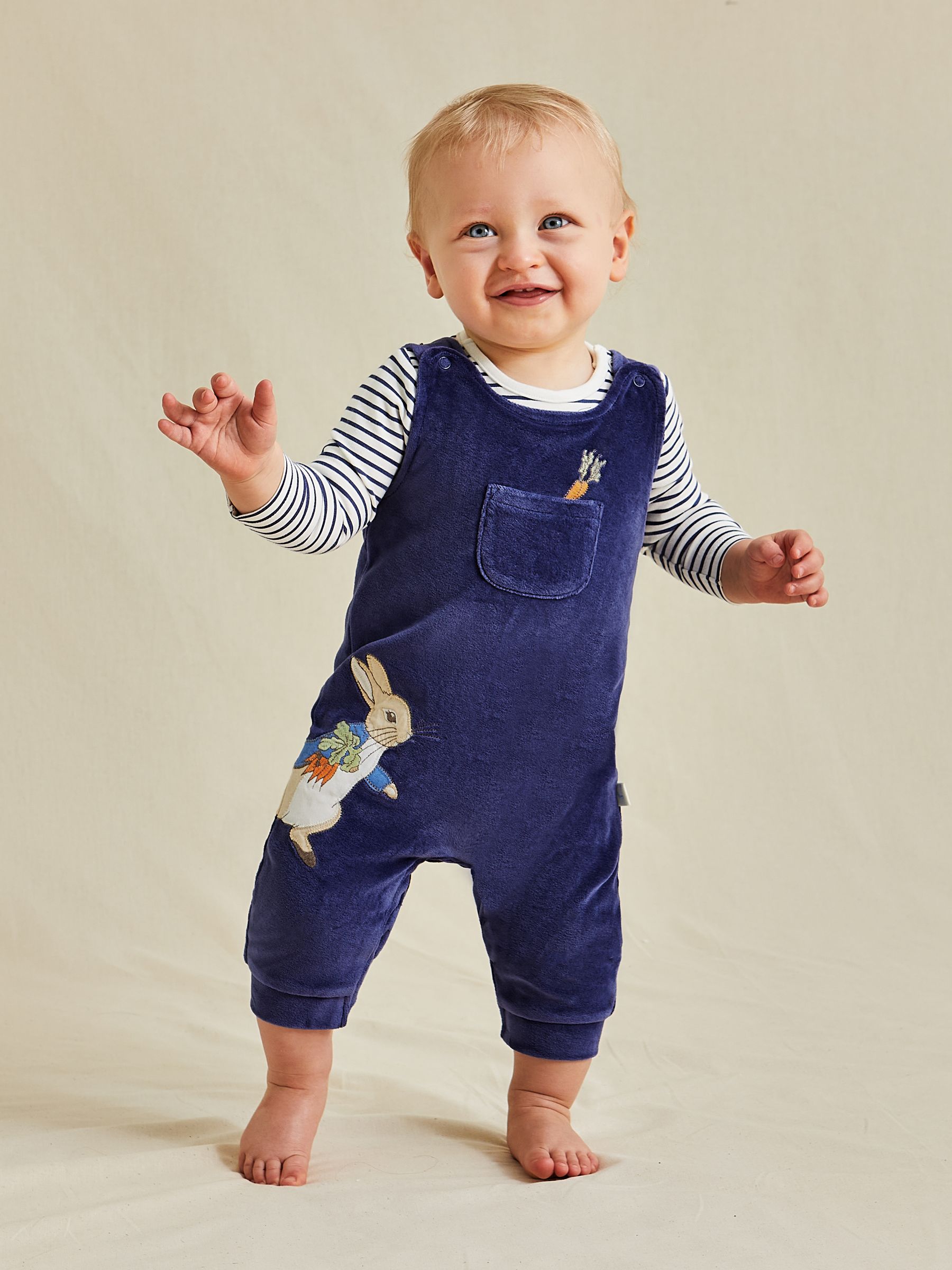 Navy Velour Dungarees & Top Set - Image 9 of 10