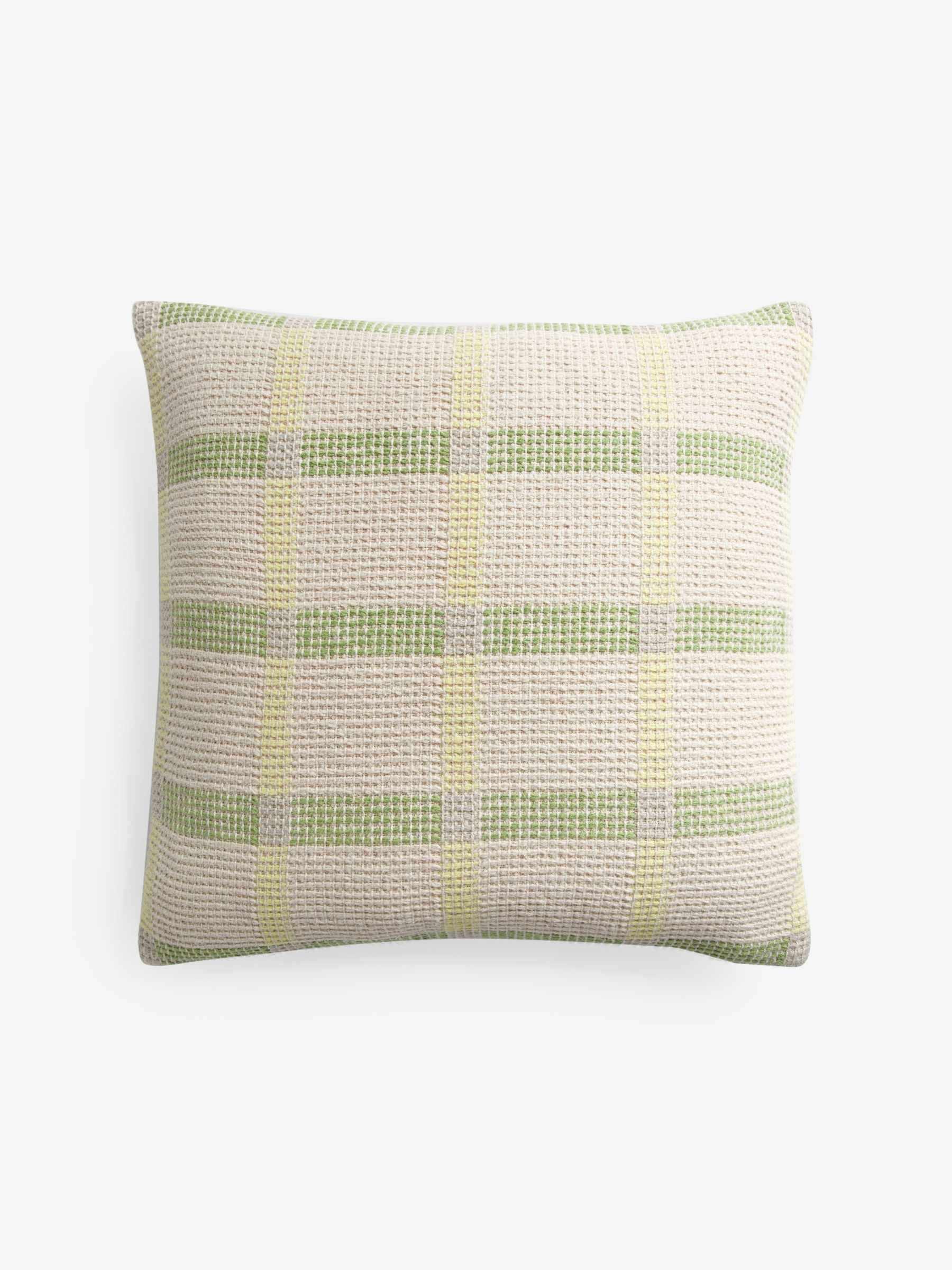 Textured Woven Cale Cotton Geo Cushion in Yellow - Image 4 of 4