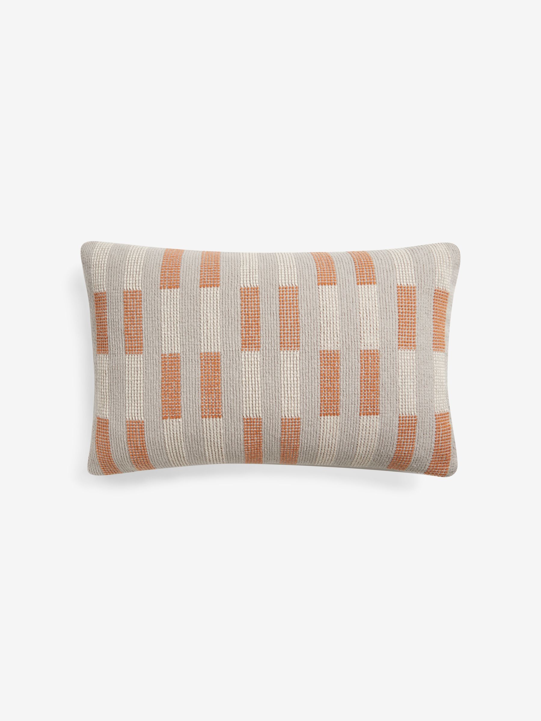 Textured Woven Blake Cotton Geo Cushion in Orange - Image 3 of 3