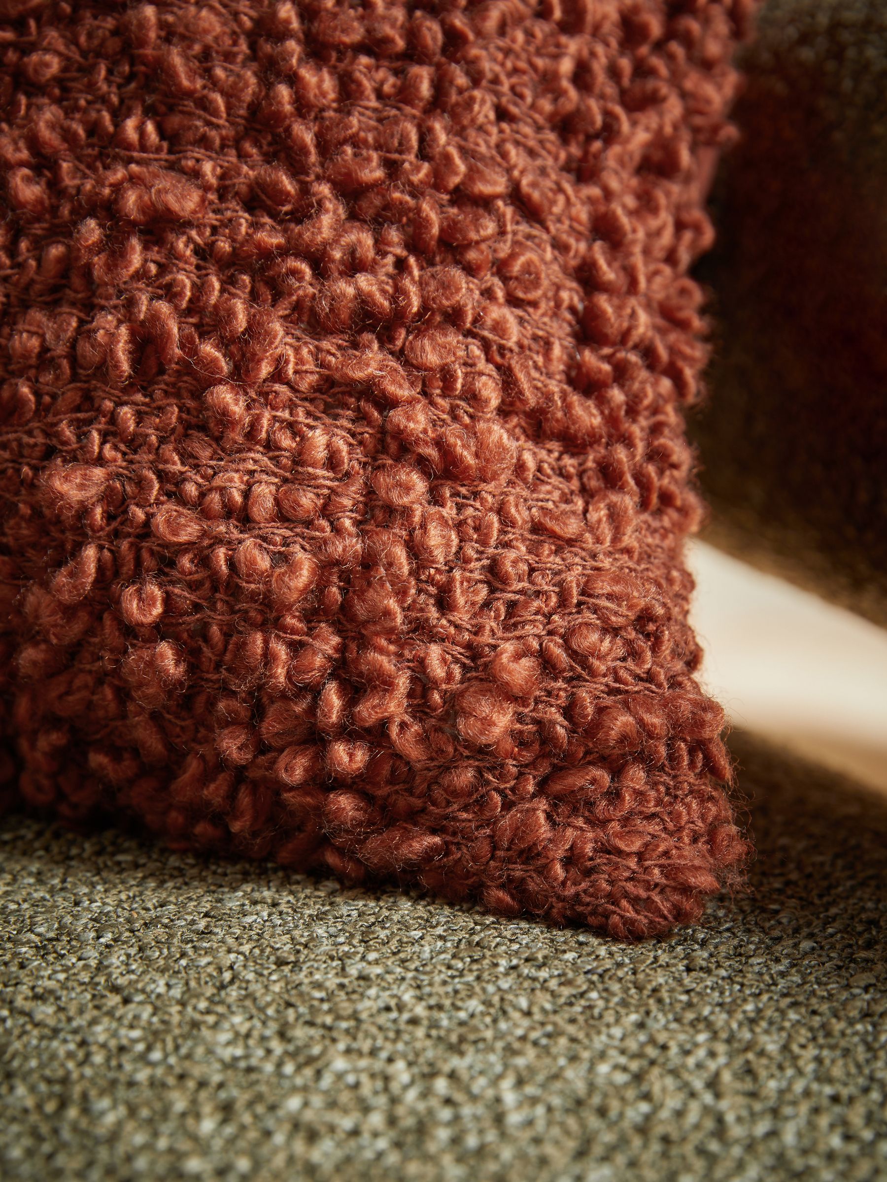 Agda Chunky Boucle Cushion in Rust Red - Image 2 of 4 Agda Chunky Boucle Cushion in Rust Red - Image 2 of 4