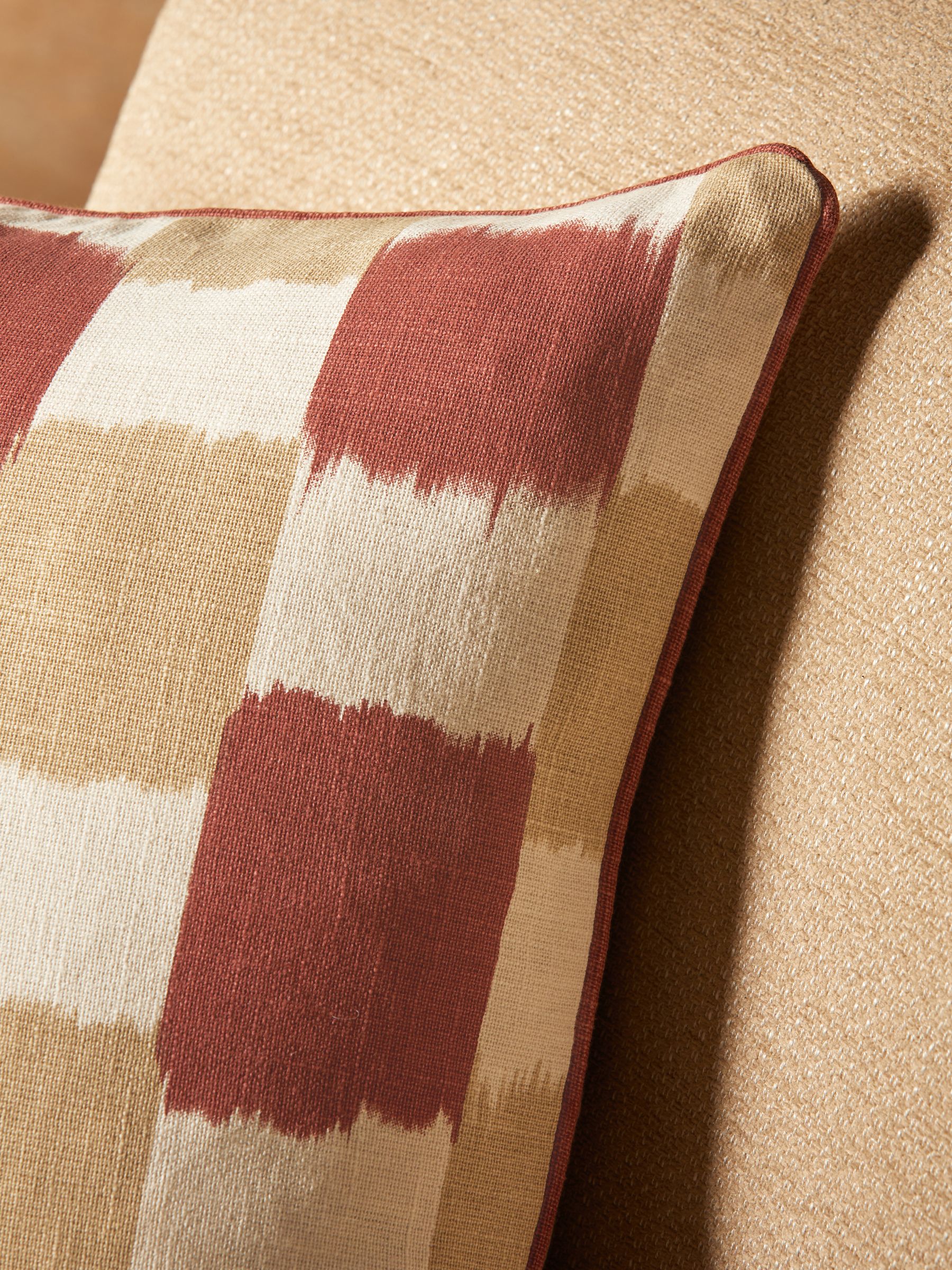 100% Cotton Desi Geo Cushion in Red - Image 3 of 4