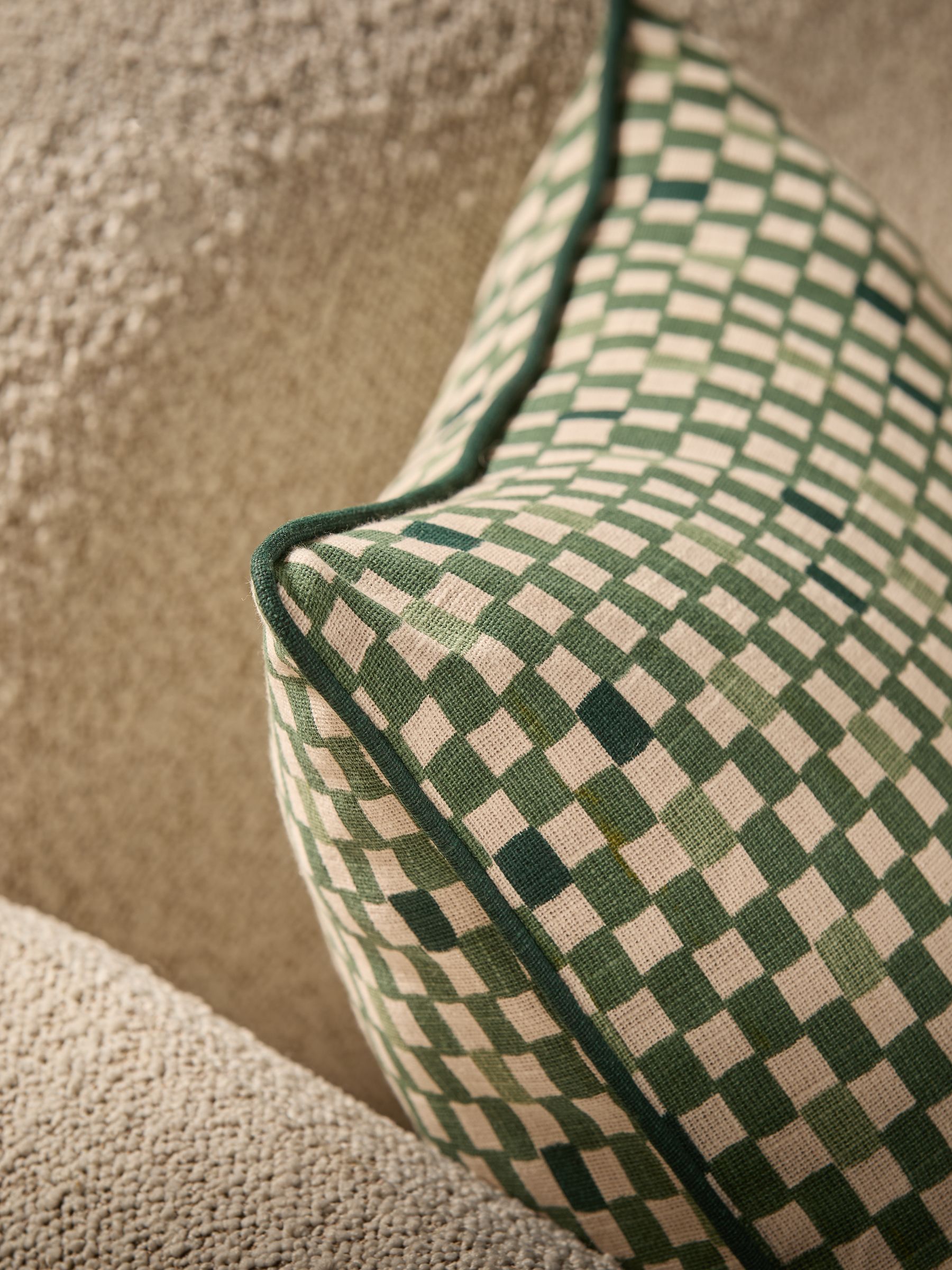 100% Cotton Desi Geo Cushion in Green - Image 2 of 4