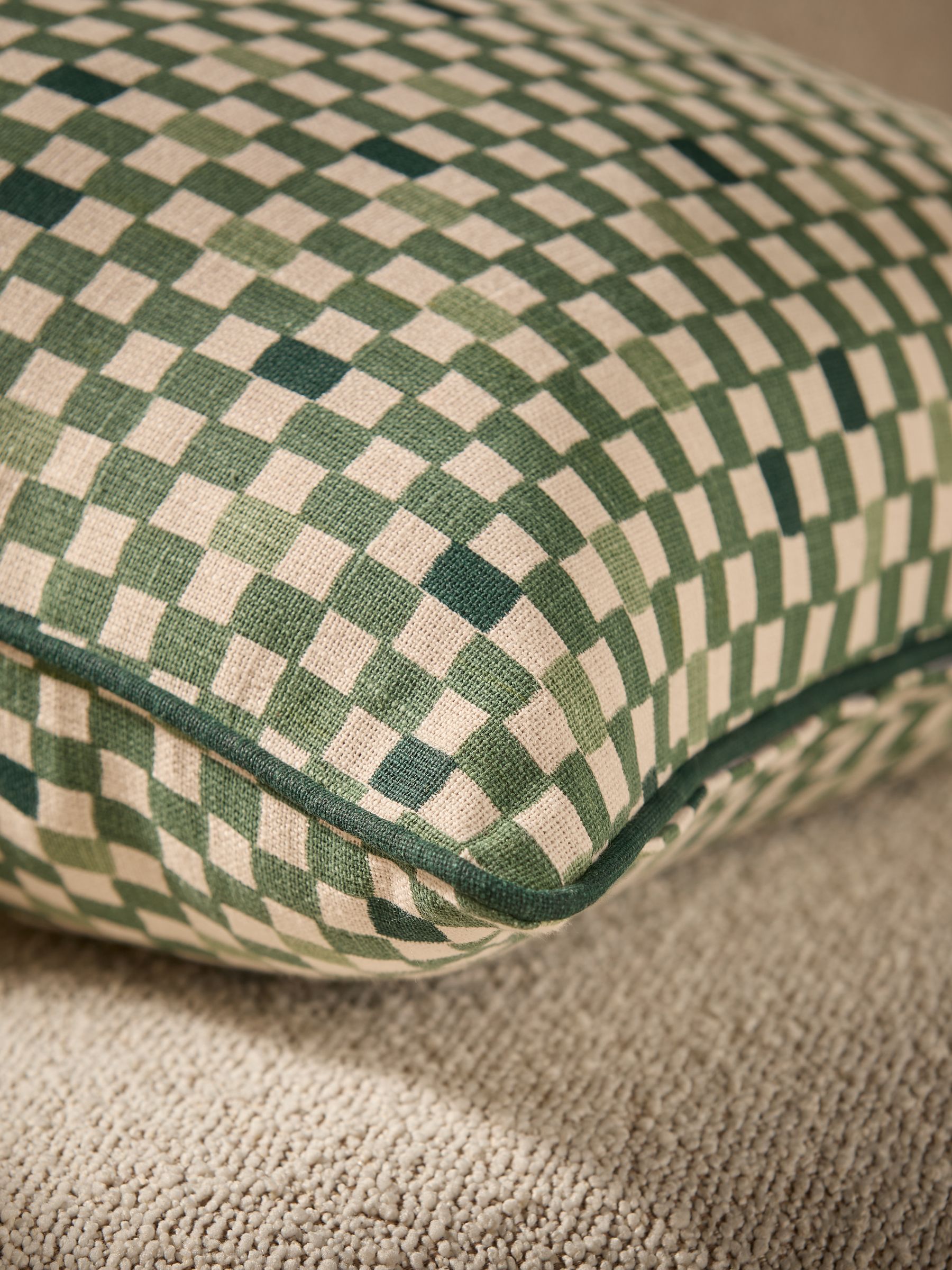 100% Cotton Desi Geo Cushion in Green - Image 3 of 4