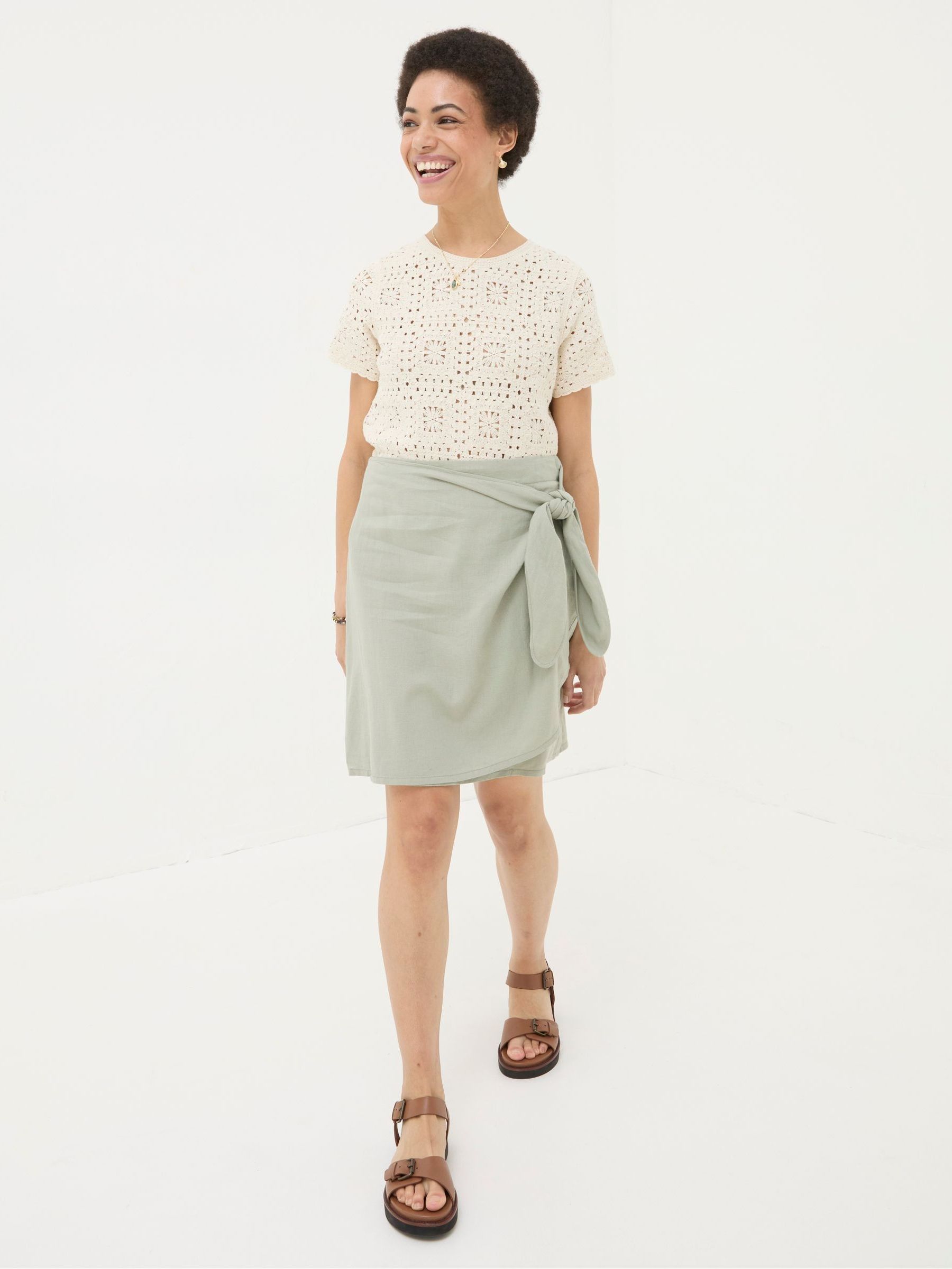 Natural Patchwork Crochet Knit T-Shirt - Image 3 of 5