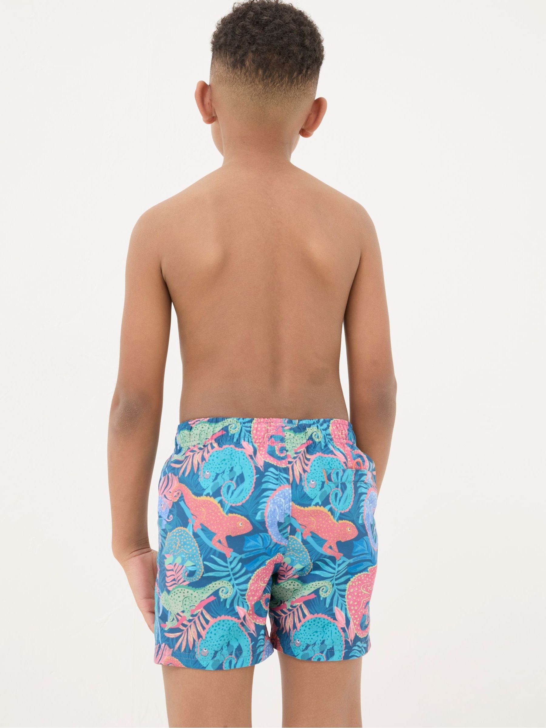 Green Chameleon Print Swim Shorts - Image 2 of 3