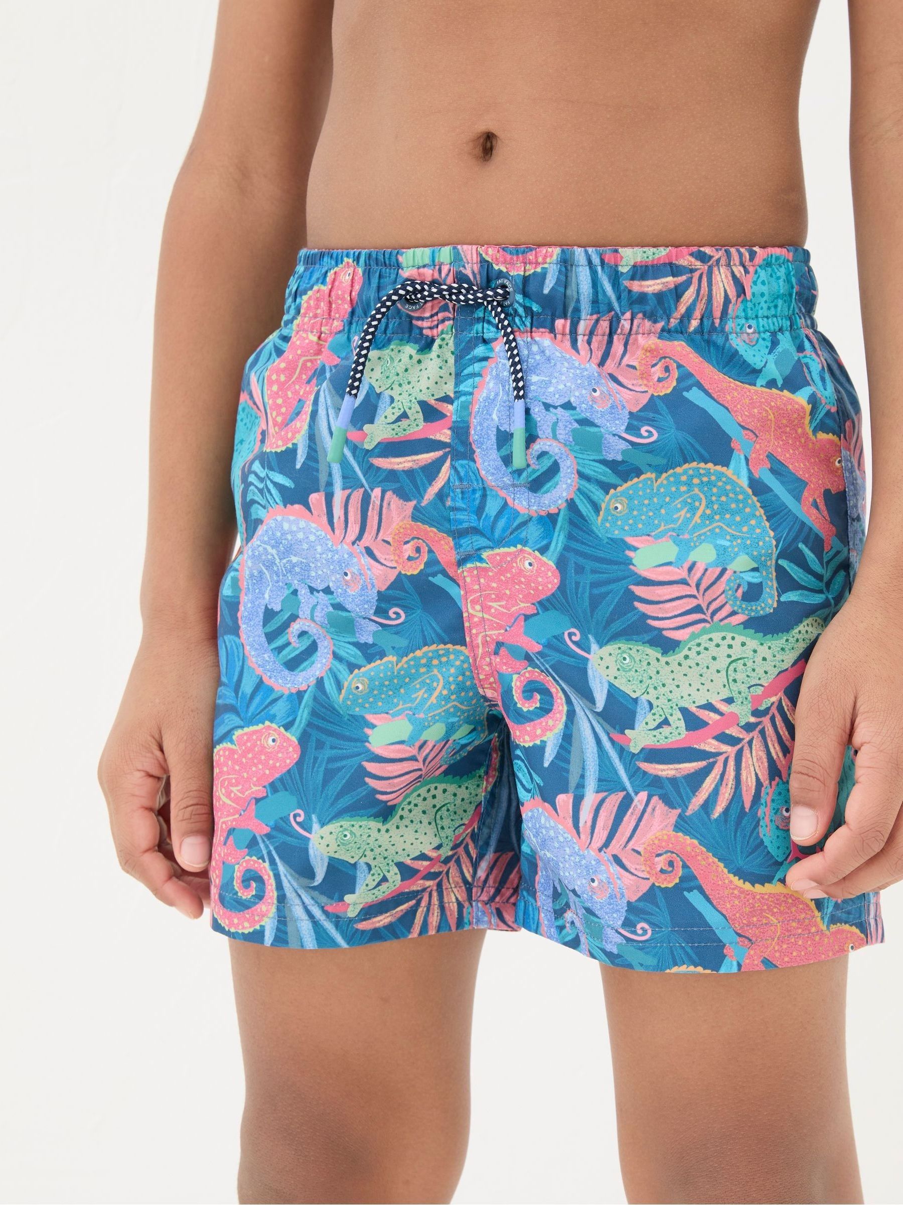 Green Chameleon Print Swim Shorts - Image 3 of 3