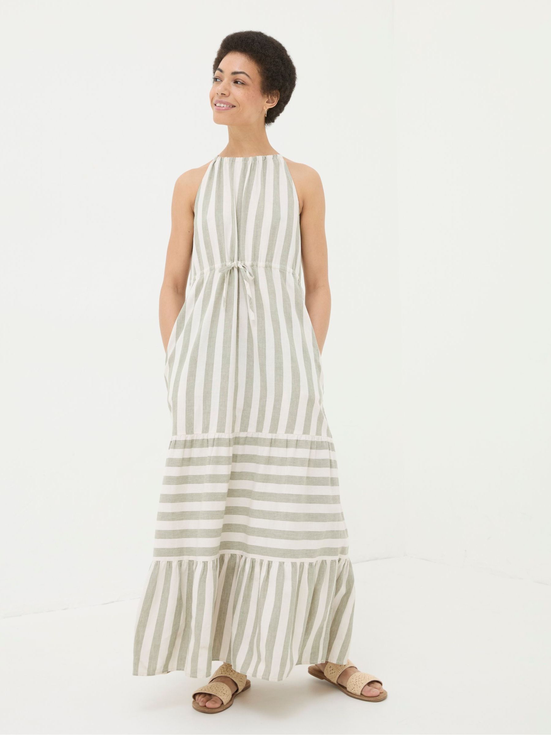 Amali Green Linen Blend Maxi Dress - Image 1 of 3
