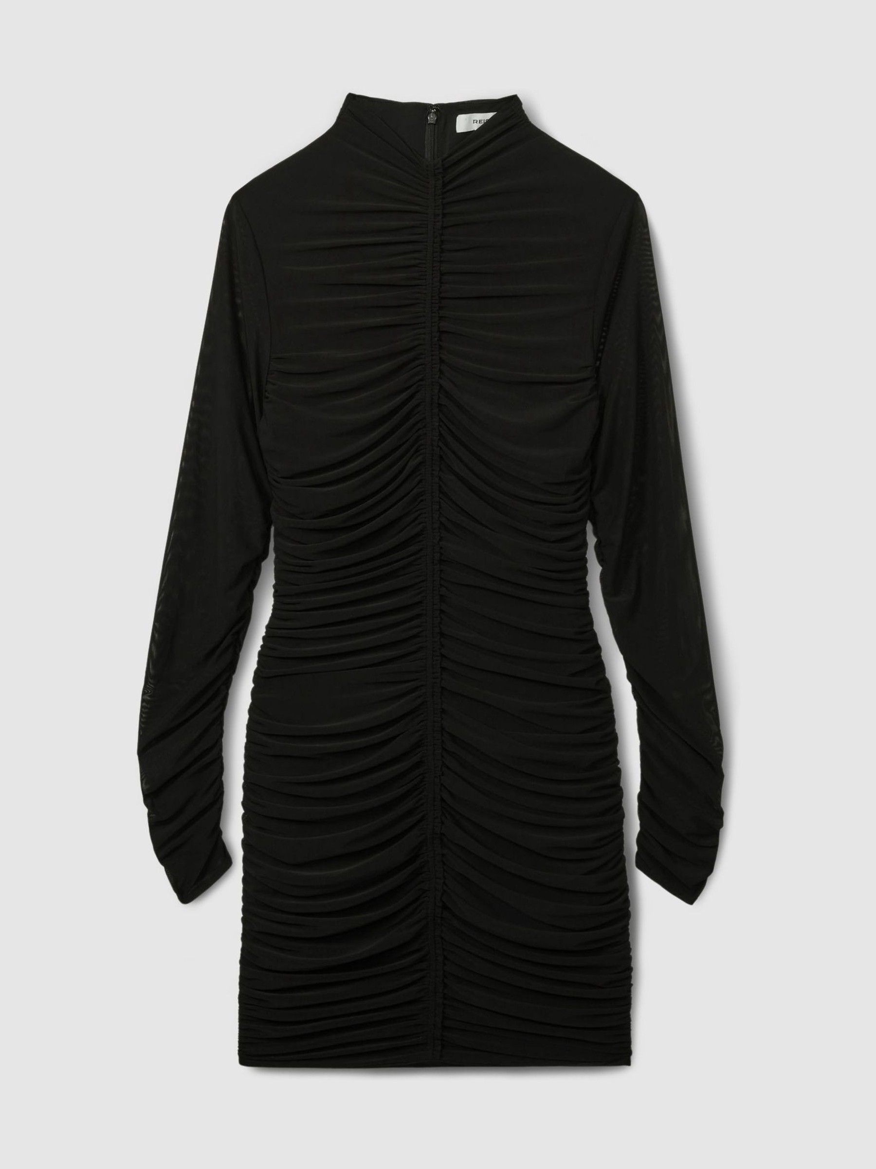 Ruched-Jersey Mini Dress in Black - image 1