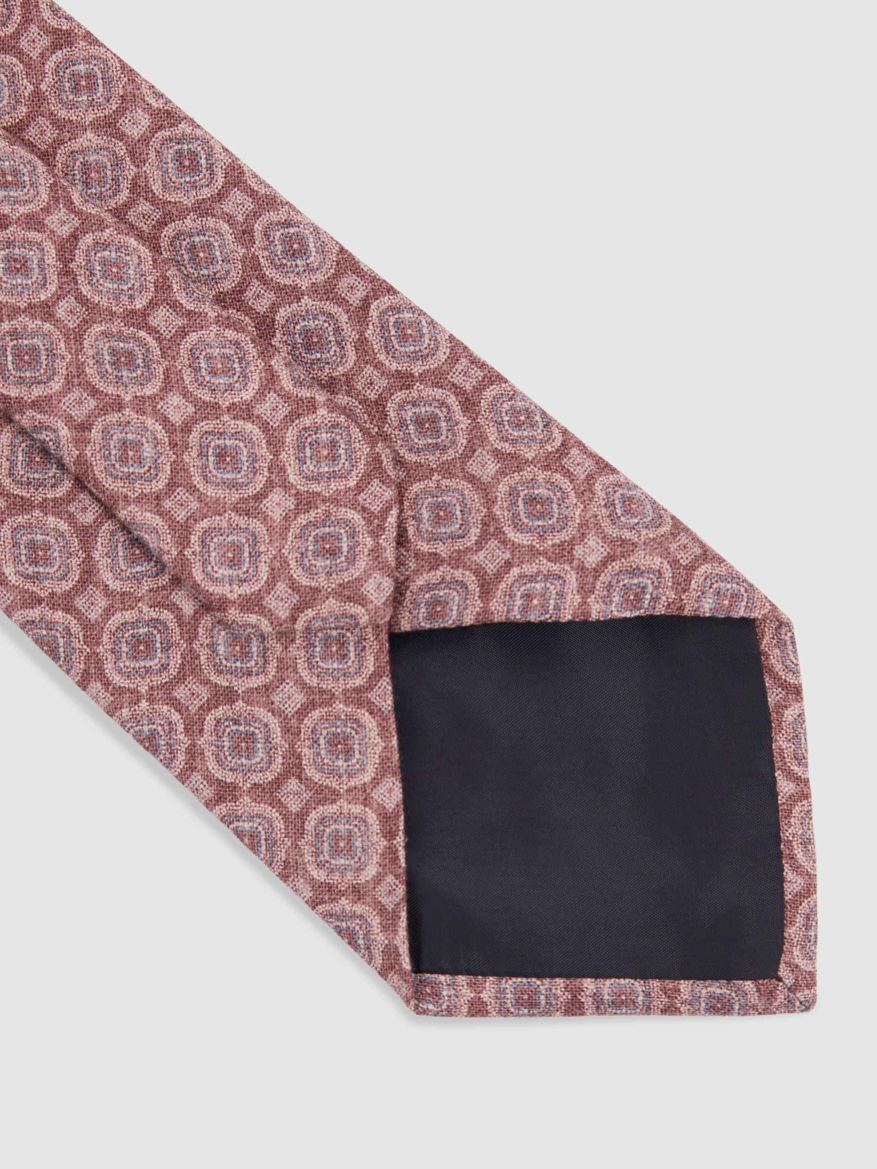 Silk Floral Medallion Tie in Dusty Pink - Image 4 of 5