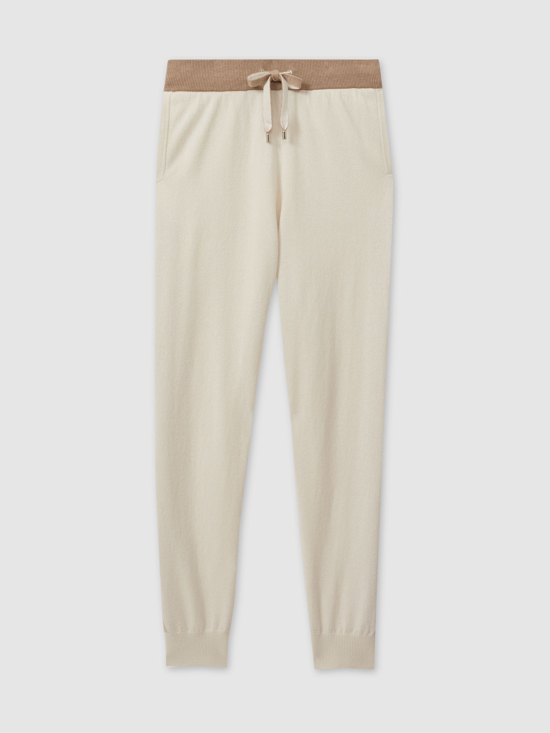 Eve Camel/Ivory Wool Blend Colourblock Joggers - Image 2 of 5