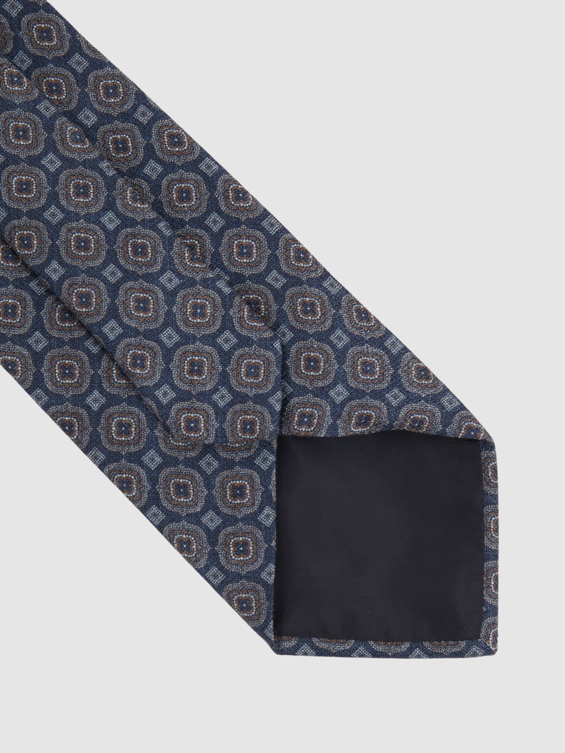 Silk Floral Medallion Tie in Indigo - Image 3 of 4