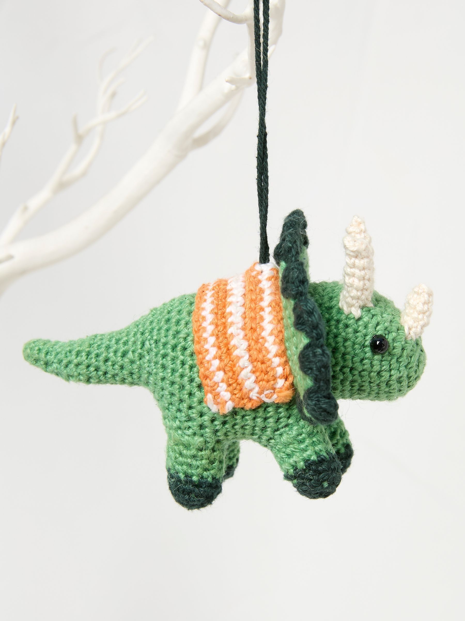 Green Crochet Dilly Dinosaur Decoration - Image 1 of 2 Green Crochet Dilly Dinosaur Decoration - Image 1 of 2