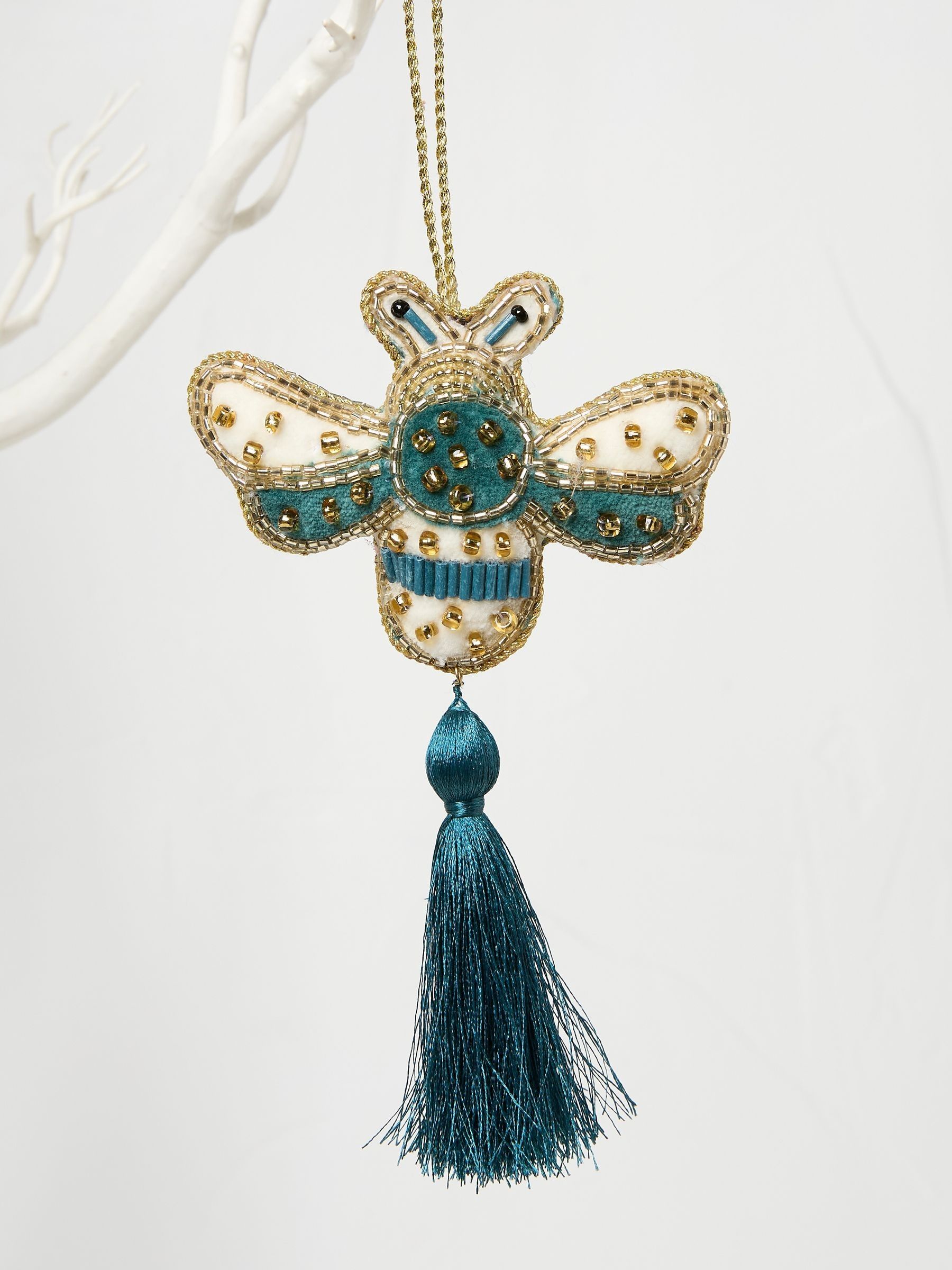 Gold Teal Bee Embellished Decoration - Image 1 of 2 Gold Teal Bee Embellished Decoration - Image 1 of 2