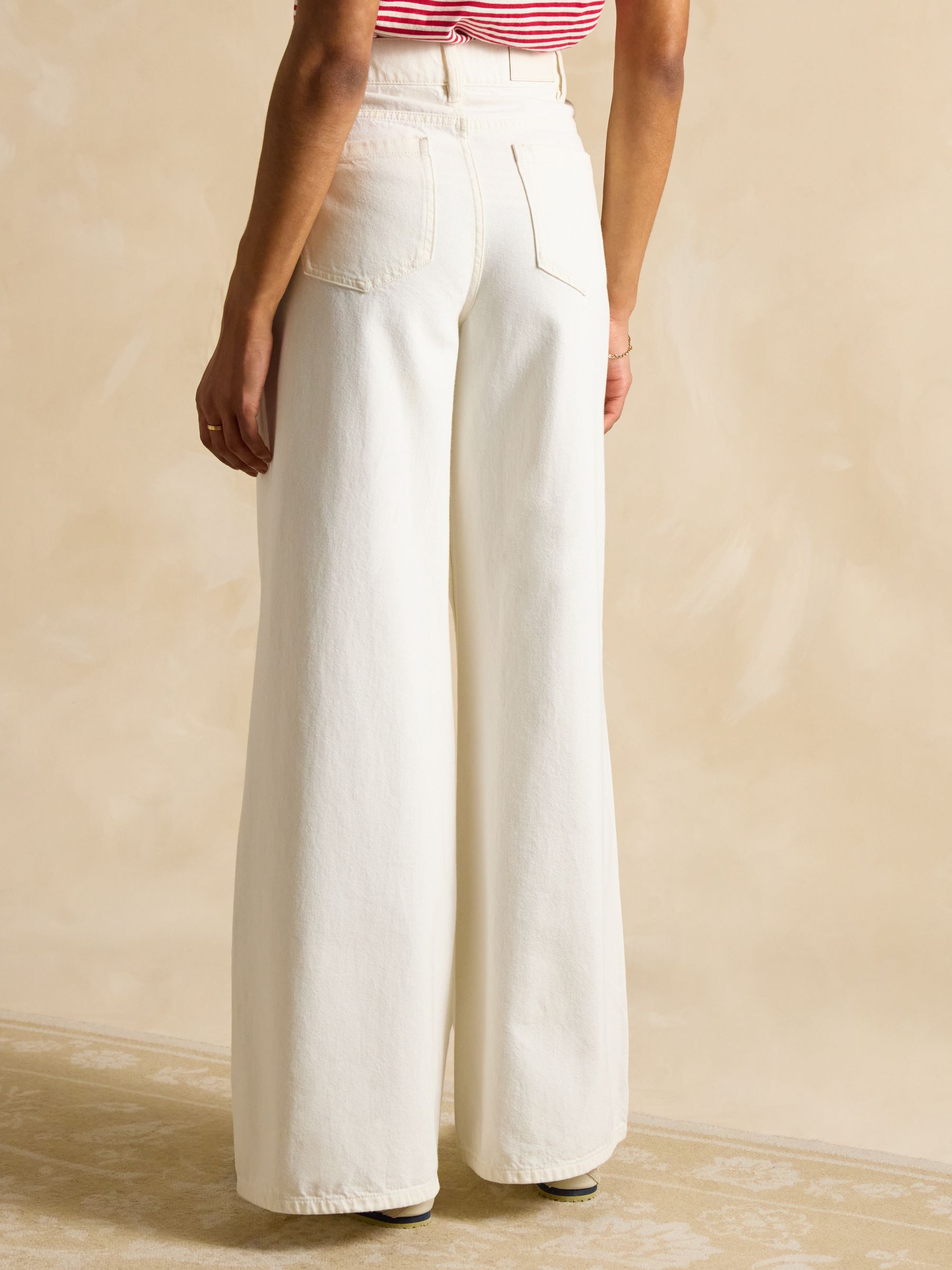 Cream Denim Mid-Rise Wide Leg Palazzo Jeans - Image 2 of 6