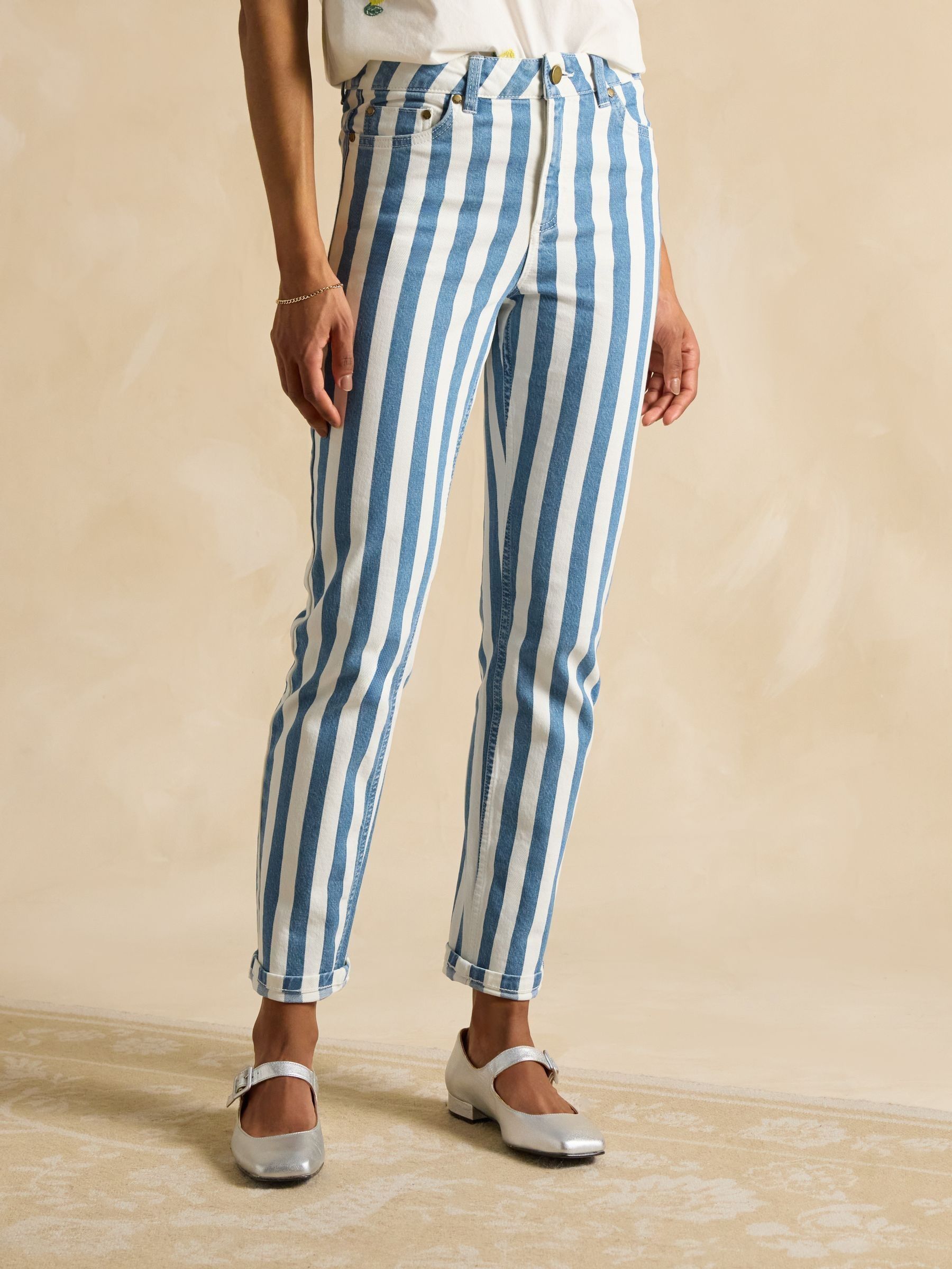 Blue Stripe Straight Fit Jeans - Image 1 of 6