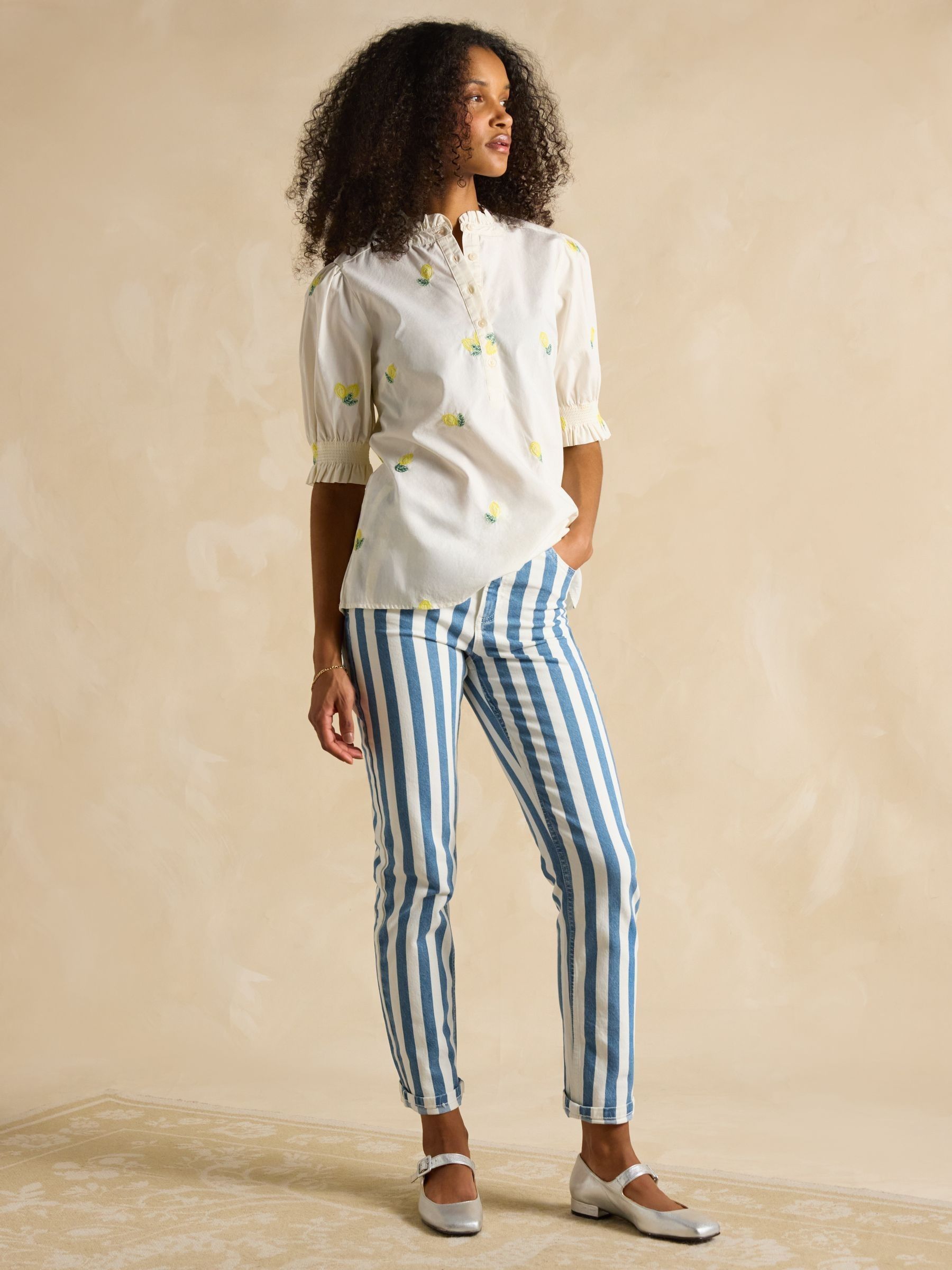 Blue Stripe Straight Fit Jeans - Image 3 of 6