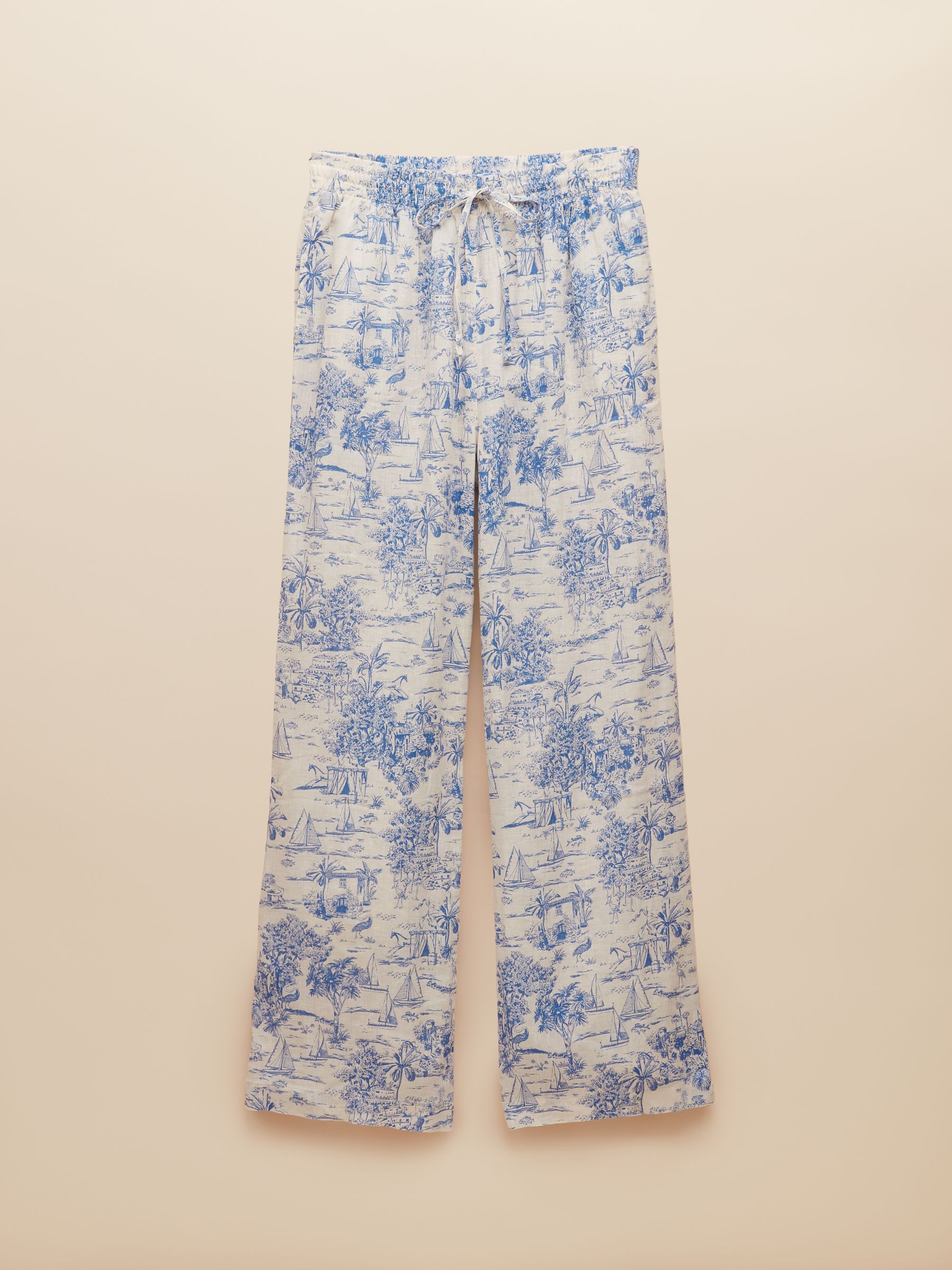 Pull On Blue Toile de Jouy Trousers with Linen - Image 9 of 9