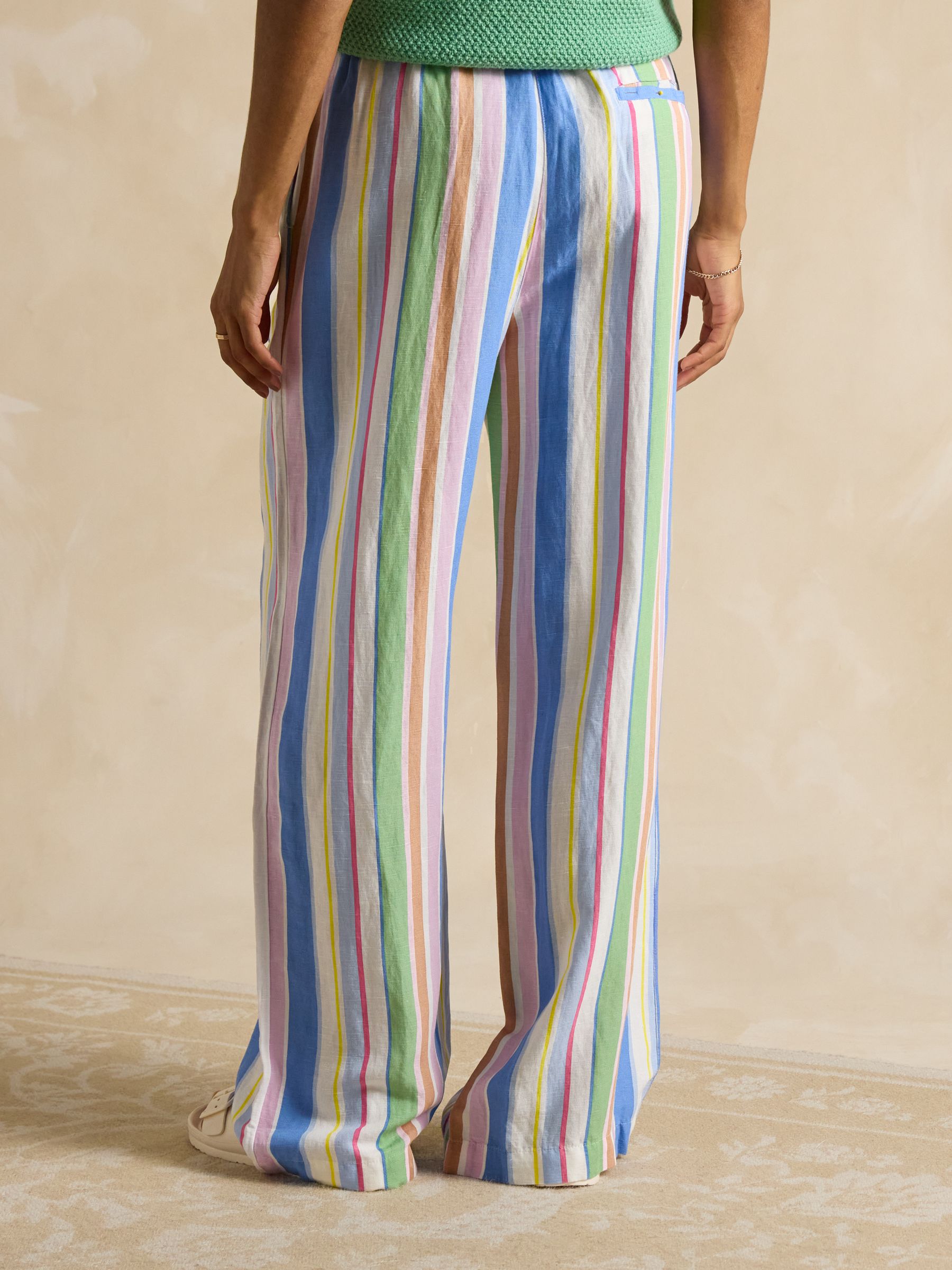 Pull On Multi Stripe Trousers with Linen - Image 2 of 7