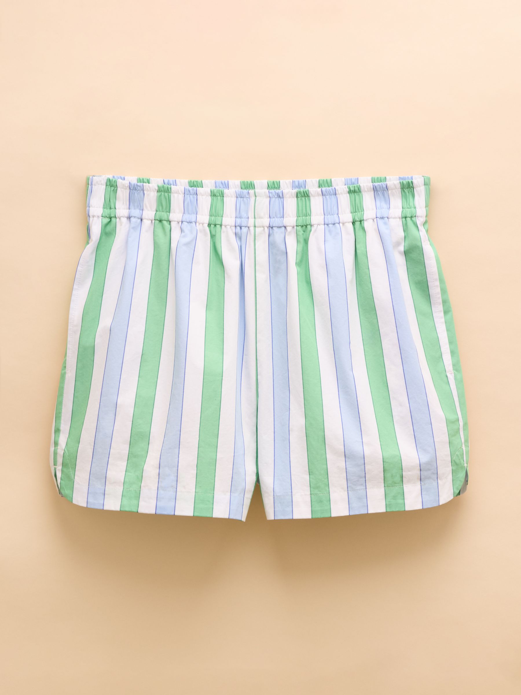 Blue/Green Cotton Striped Shorts - Image 10 of 10