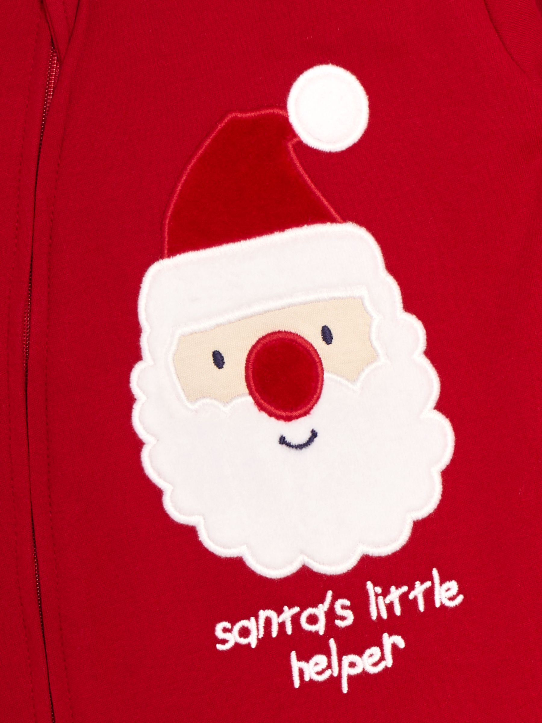 Red Santa Cotton Christmas Zip Appliqué Sleepsuit - Image 6 of 6