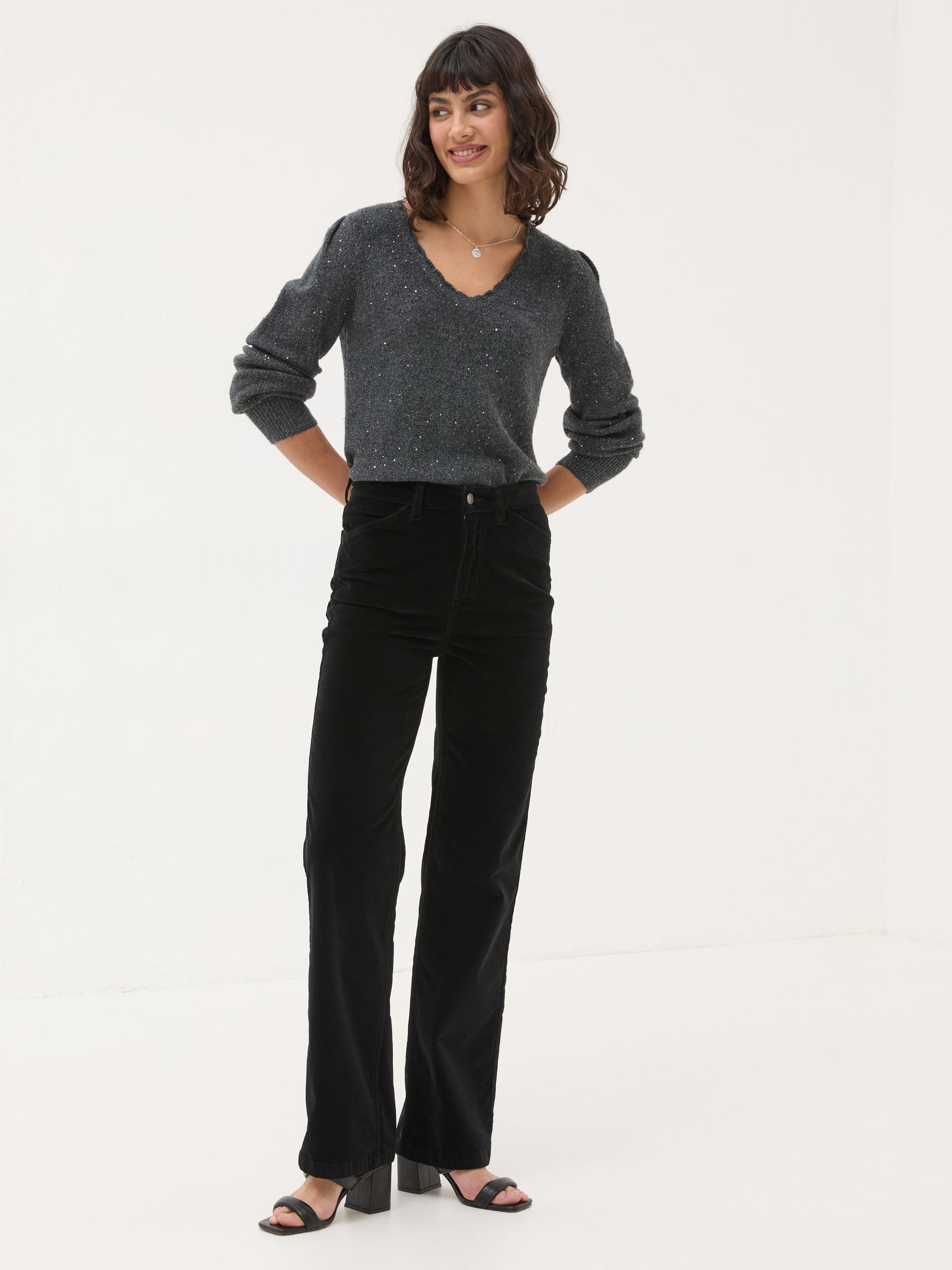 Black Elise Velvet Trousers - Image 1 of 6