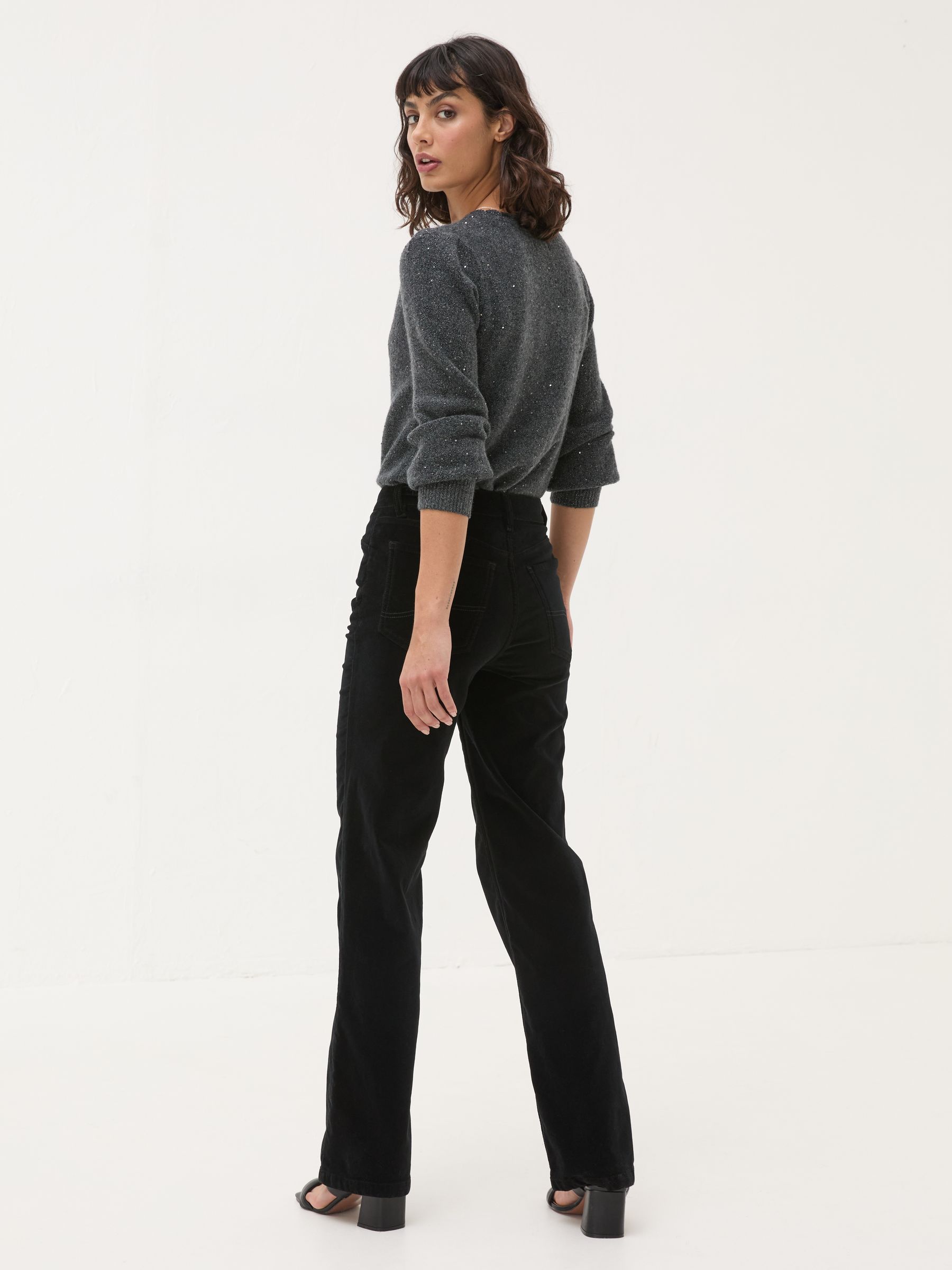 Black Elise Velvet Trousers - Image 2 of 6