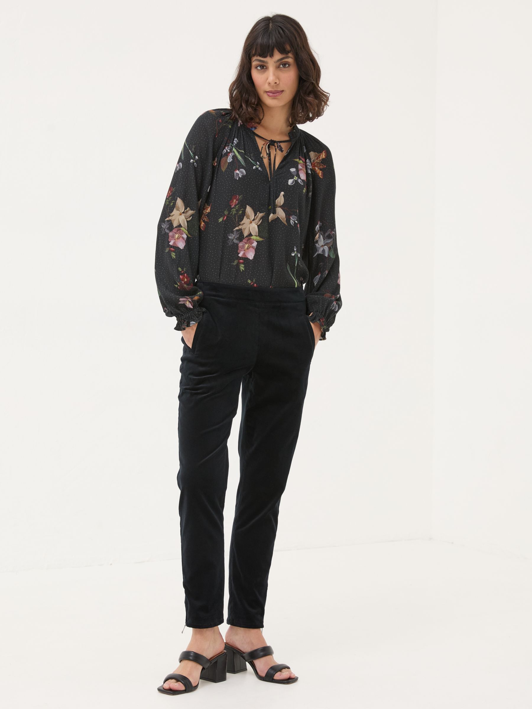 Black Isobel Velvet Trousers - Image 1 of 7