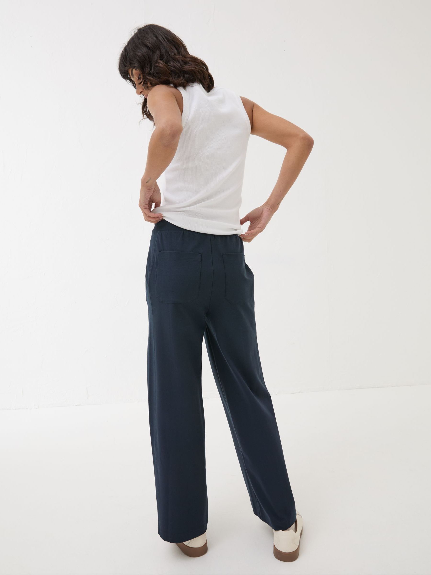Navy Ely Wide Leg Trousers - Image 2 of 5