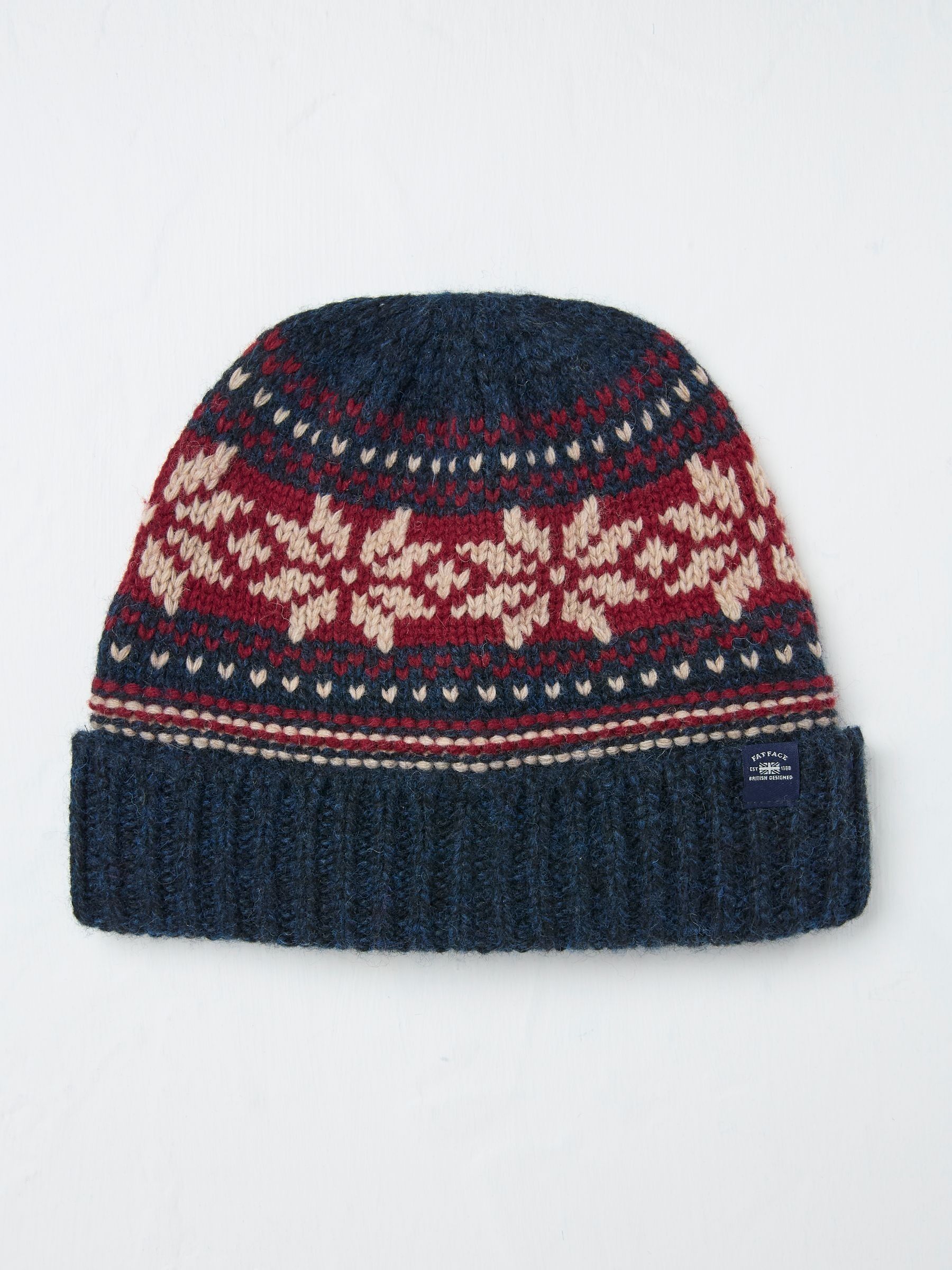 Navy Fairisle Pattern Beanie - Image 2 of 3