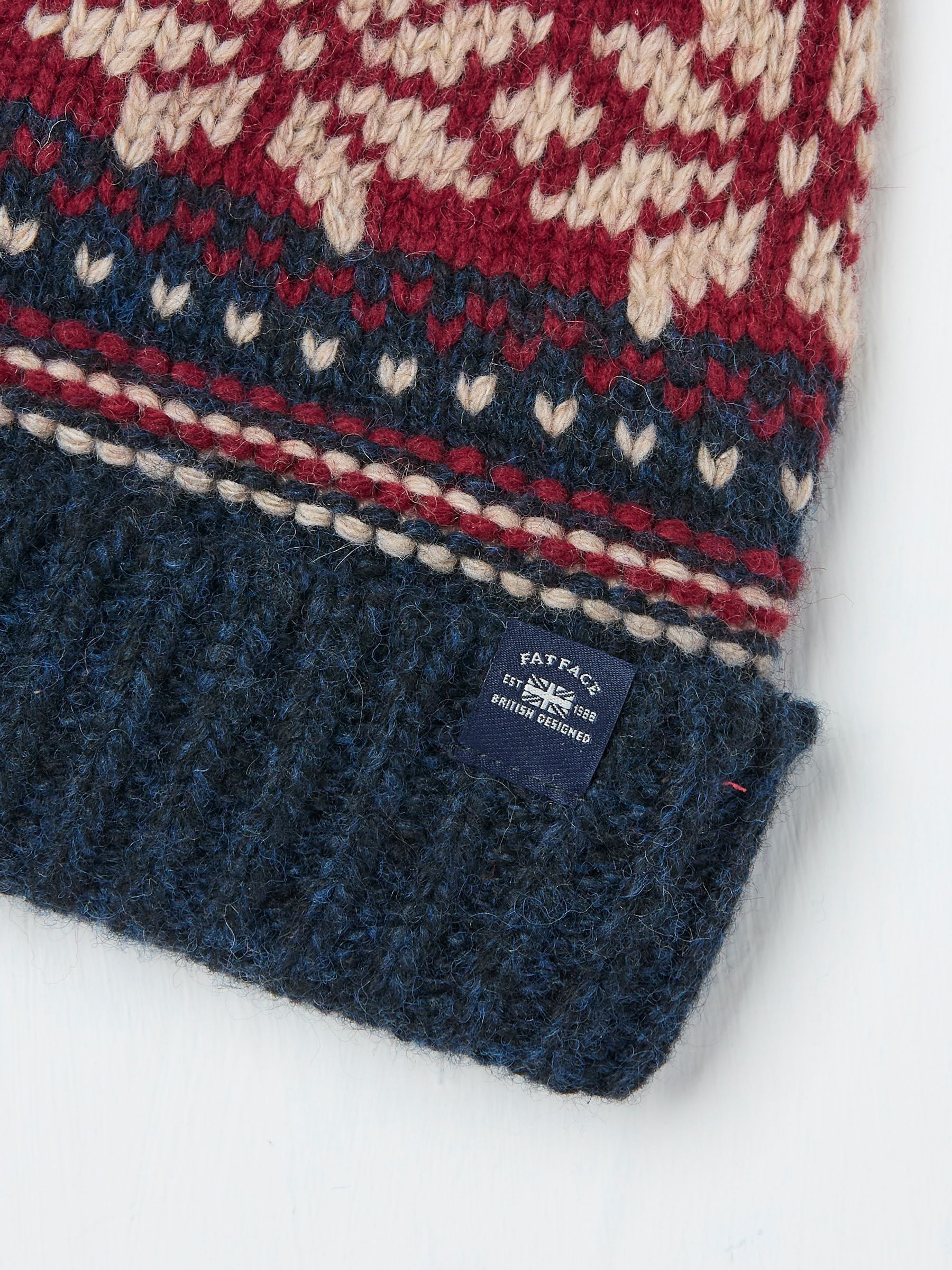 Navy Fairisle Pattern Beanie - Image 3 of 3 Navy Fairisle Pattern Beanie - Image 3 of 3